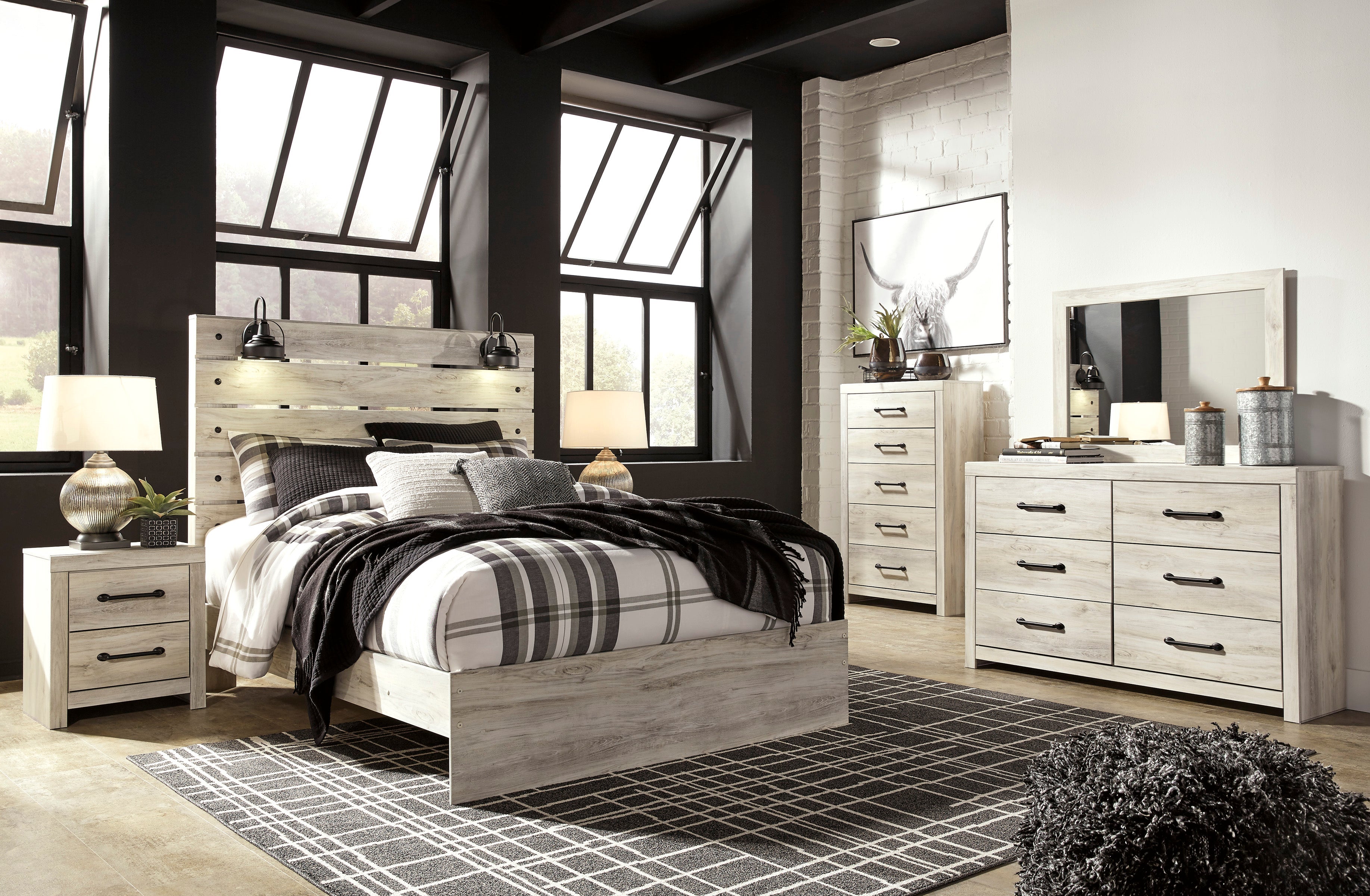Cambeck Whitewash Panel Bedroom Set - SET | B192-56 | B192-58 | B192-97 | B192-31 | B192-36 | B192-92 | B192-46 - Bien Home Furniture & Electronics