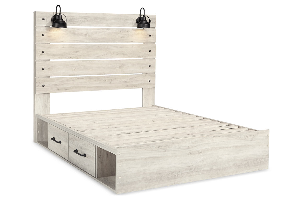 Cambeck Whitewash Queen Panel Bed with 2 Storage Drawers - SET | B100-13 | B192-160 | B192-54 | B192-57 - Bien Home Furniture & Electronics