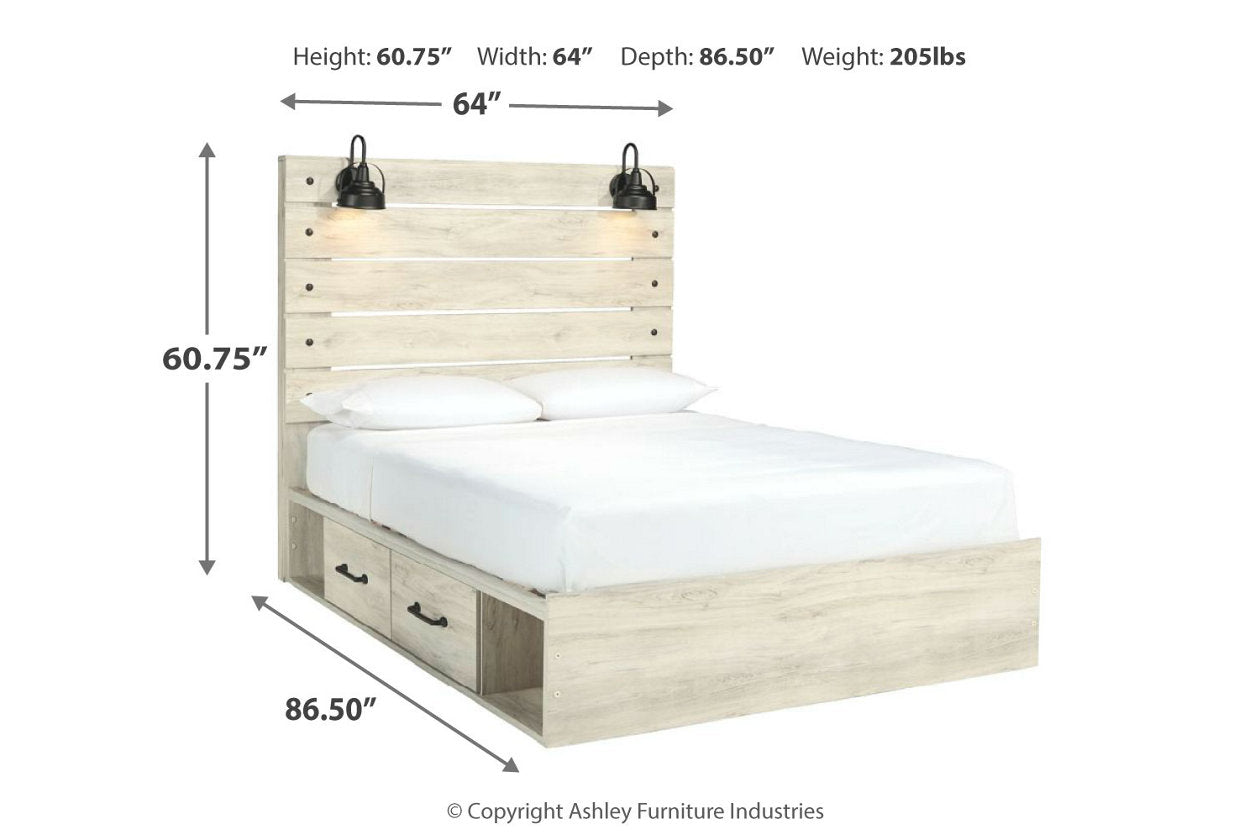 Cambeck Whitewash Queen Panel Bed with 2 Storage Drawers - SET | B100-13 | B192-160 | B192-54 | B192-57 - Bien Home Furniture & Electronics
