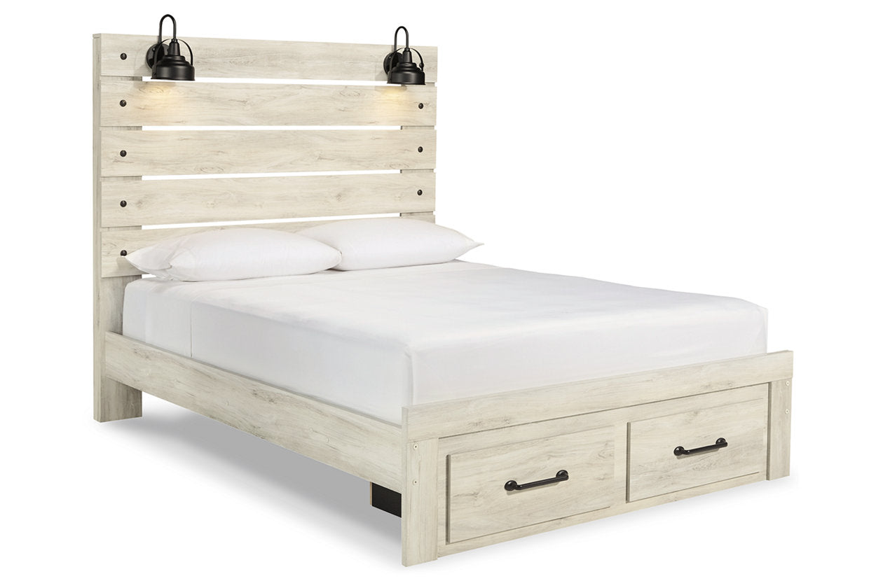 Cambeck Whitewash Queen Panel Bed with 2 Storage Drawers - SET | B192-54S | B192-57 | B192-96 - Bien Home Furniture & Electronics