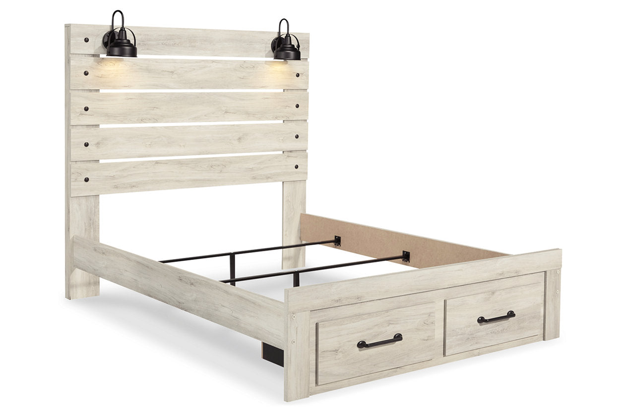 Cambeck Whitewash Queen Panel Bed with 2 Storage Drawers - SET | B192-54S | B192-57 | B192-96 - Bien Home Furniture & Electronics