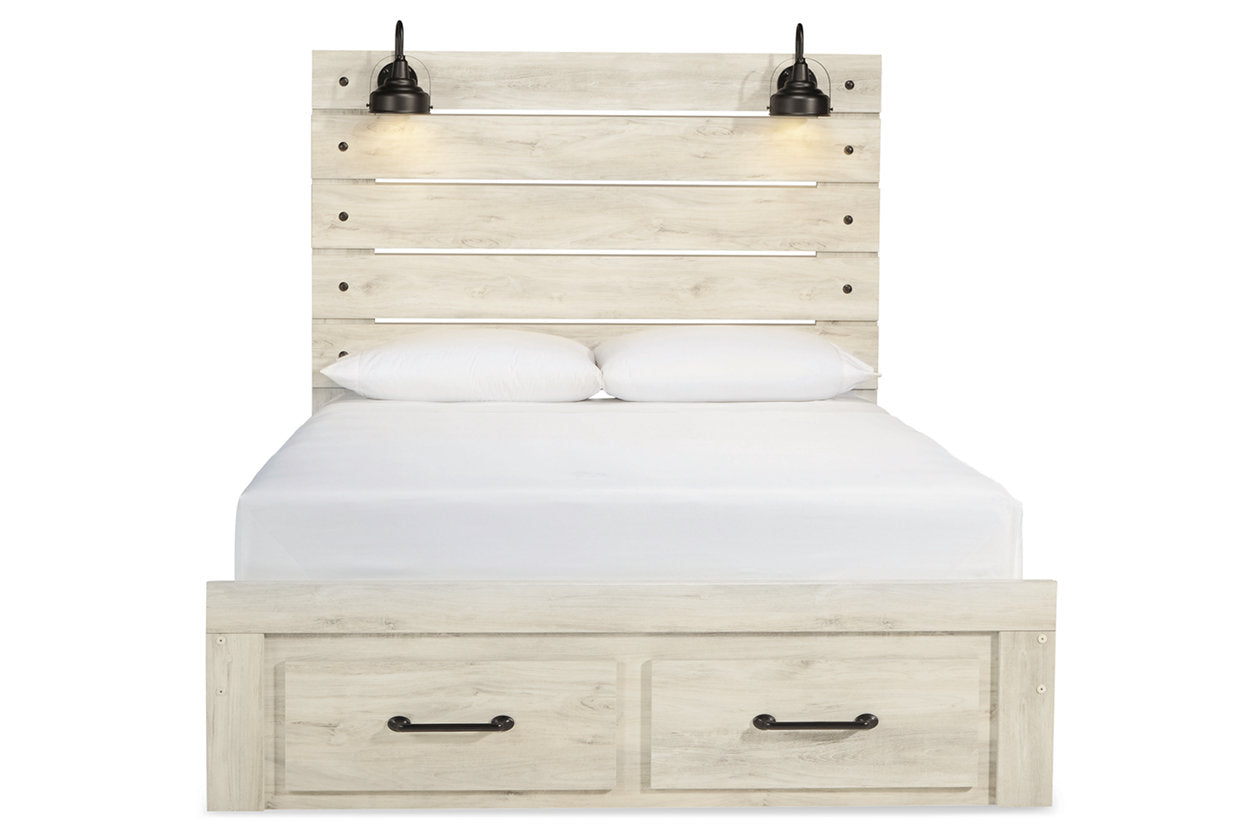 Cambeck Whitewash Queen Panel Bed with 2 Storage Drawers - SET | B192-54S | B192-57 | B192-96 - Bien Home Furniture & Electronics