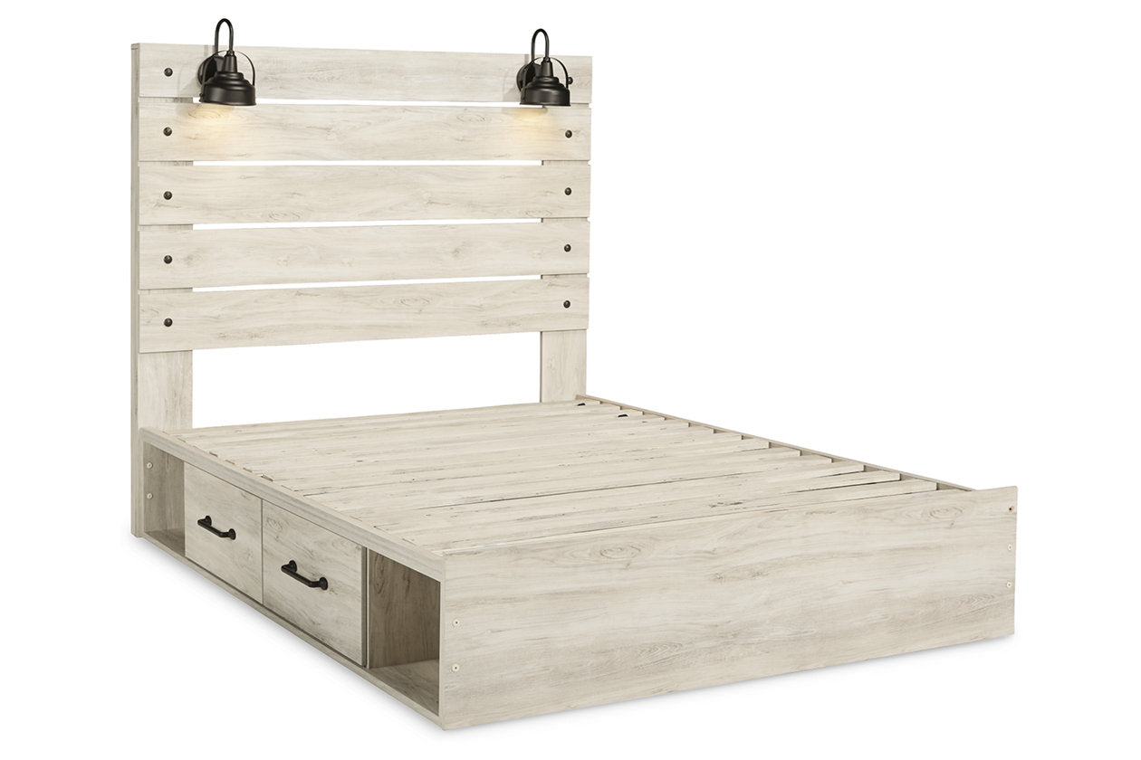 Cambeck Whitewash Queen Panel Bed with 4 Storage Drawers - SET | B100-13 | B192-54 | B192-57 | B192-60(2) - Bien Home Furniture & Electronics
