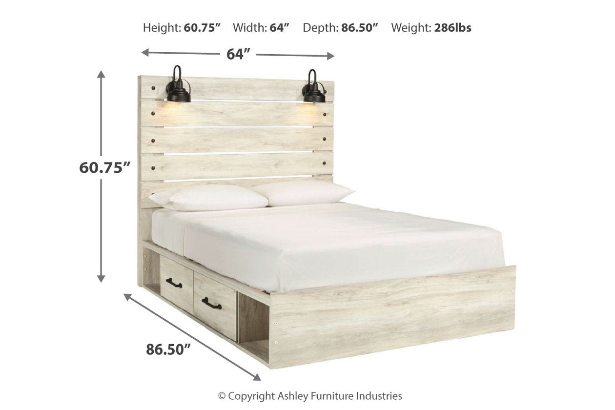 Cambeck Whitewash Queen Panel Bed with 4 Storage Drawers - SET | B100-13 | B192-54 | B192-57 | B192-60(2) - Bien Home Furniture & Electronics