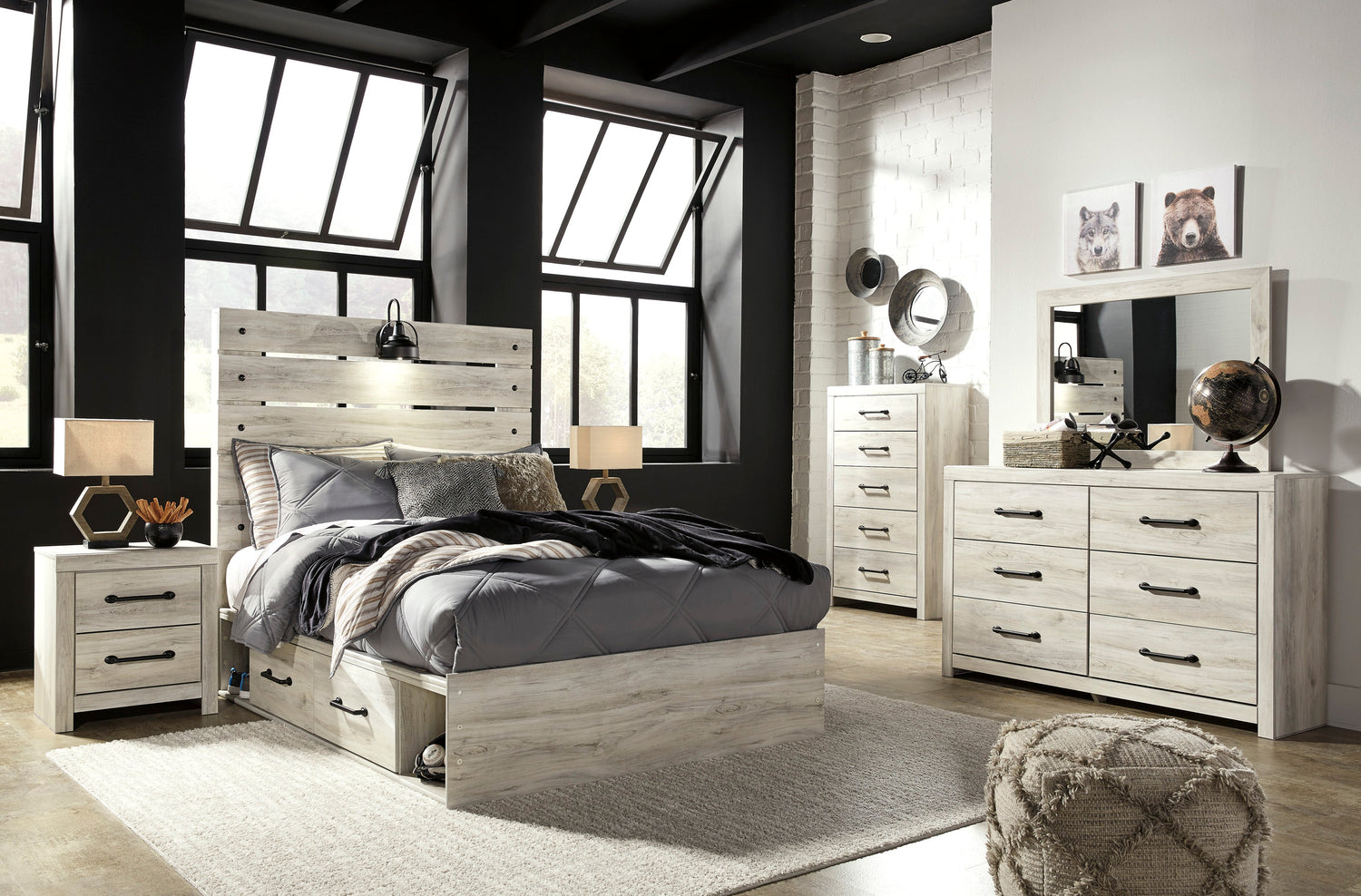 Cambeck Whitewash Side Storage Platform Youth Bedroom Set - SET | B192-84 | B192-87 | B192-150 | B192-31 | B192-92 | B100-12 - Bien Home Furniture & Electronics