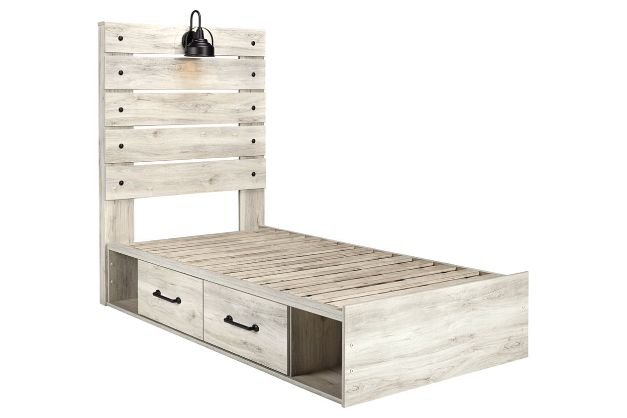 Cambeck Whitewash Twin Panel Bed with 4 Storage Drawers - SET | B100-11 | B192-50(2) | B192-52 | B192-53 - Bien Home Furniture & Electronics