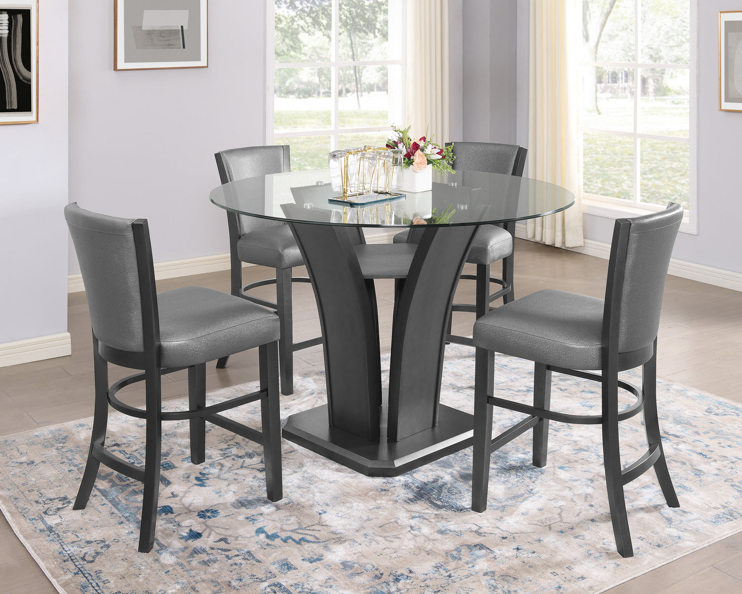 Camelia Gray Round Counter Height Table - SET | 1716T-54-BSL | 1716T-54RD-GL - Bien Home Furniture & Electronics