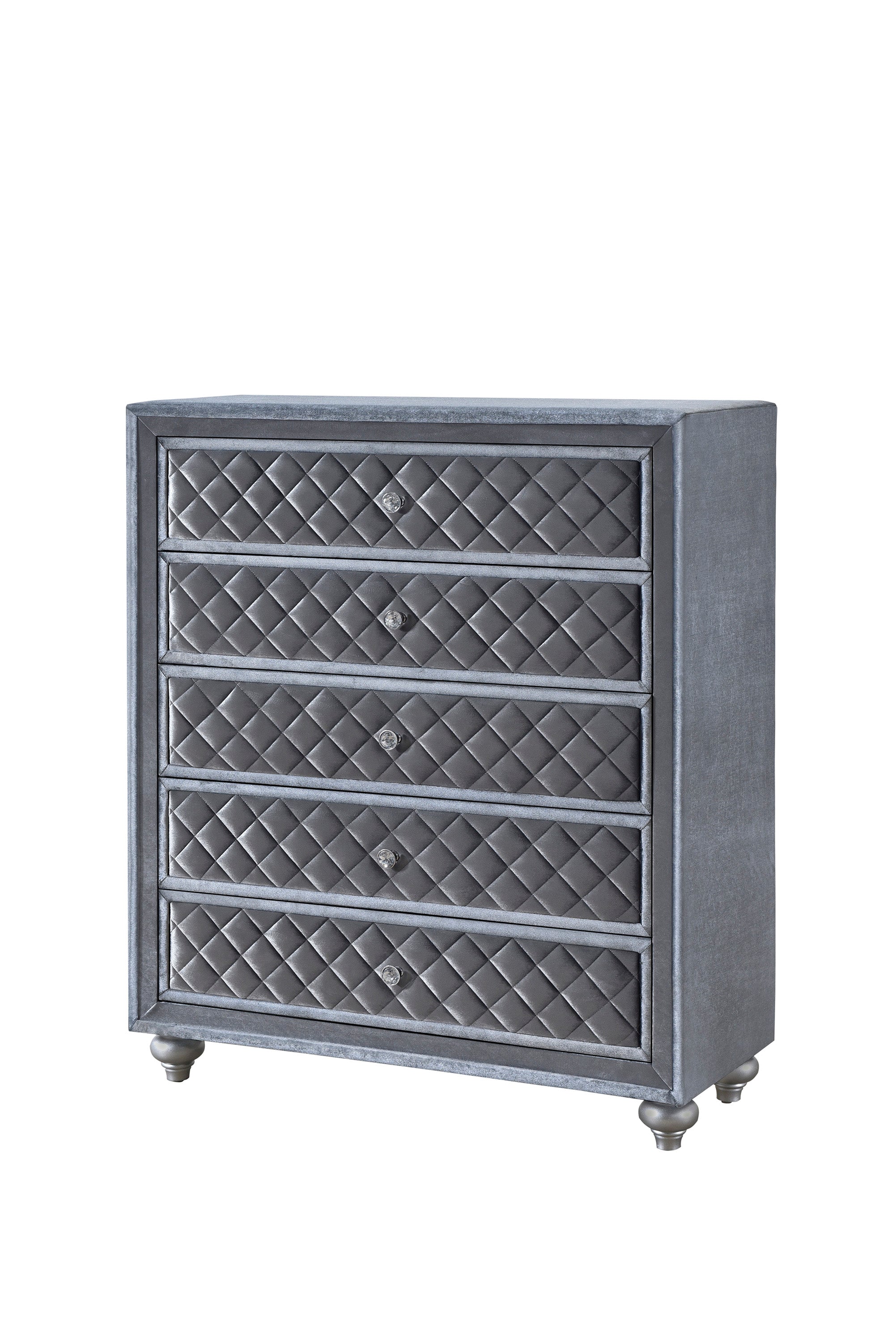 Cameo Gray Upholstered Panel Bedroom Set - SET | B2100-Q-HB | B2100-Q-FB | B2100-KQ-RAIL | B2100-KQ-HBLEG | B2100-2 | B2100-4 - Bien Home Furniture & Electronics
