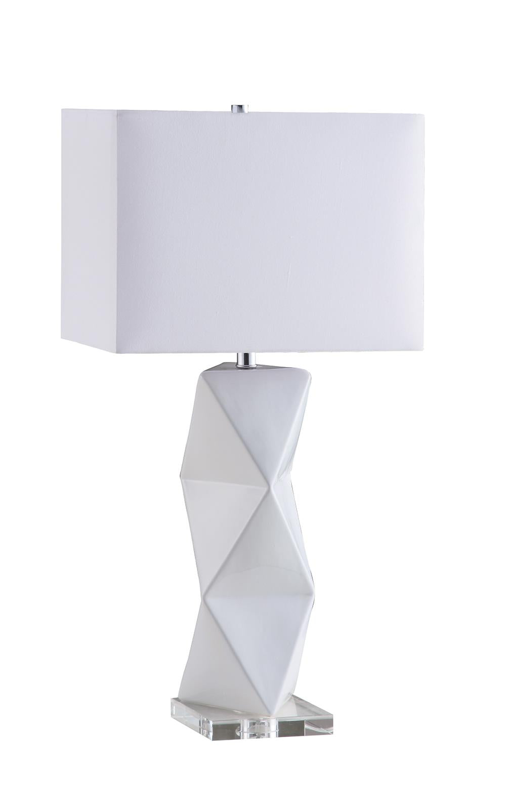 Camie Geometric Ceramic Base Table Lamp White - 902937 - Bien Home Furniture &amp; Electronics