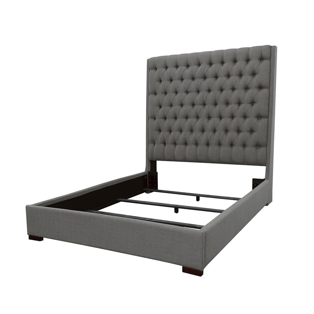 Camille Queen Button Tufted Bed Gray - 300621Q - Bien Home Furniture & Electronics