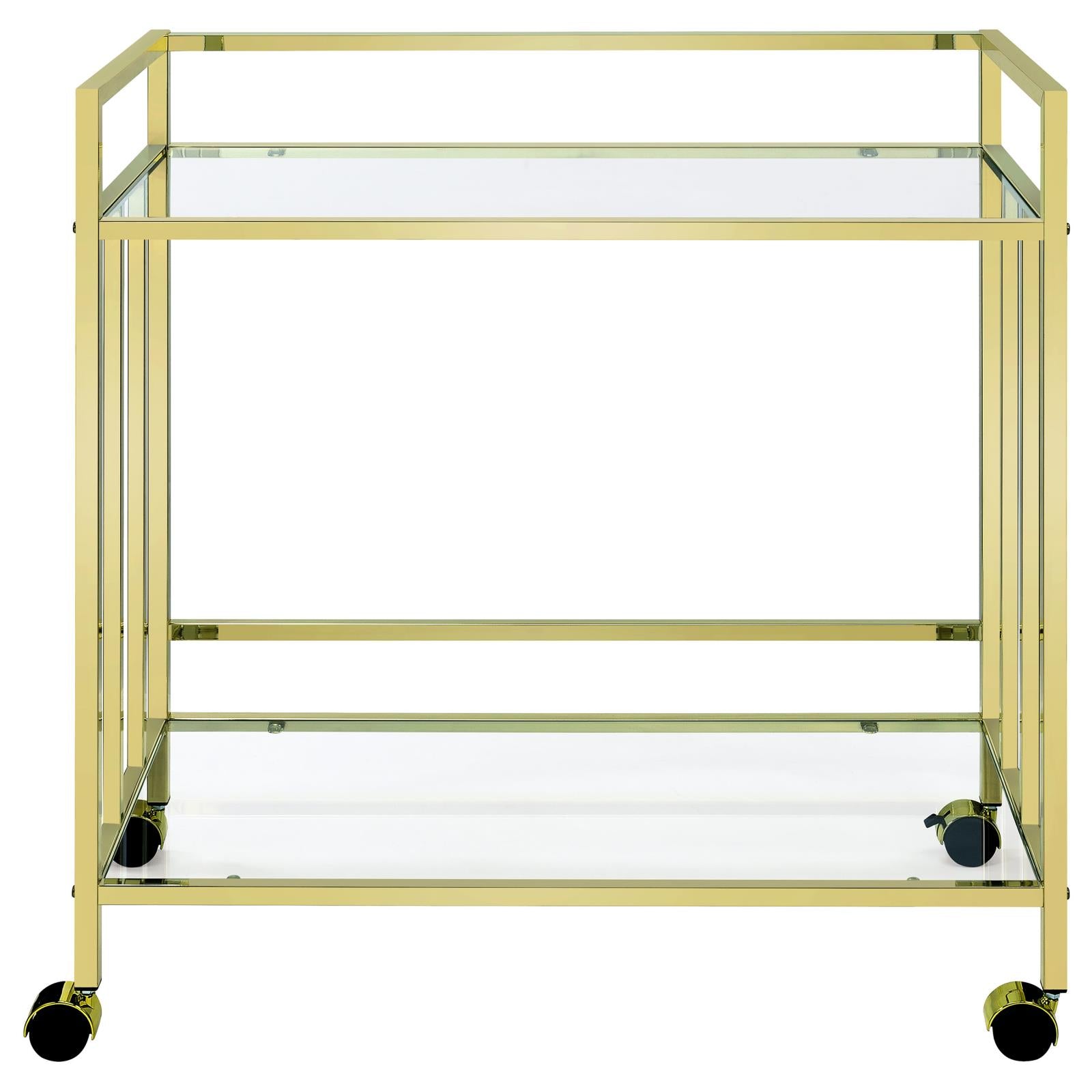 Cara Brass Rectangular Glass Bar Cart - 181381 - Bien Home Furniture & Electronics