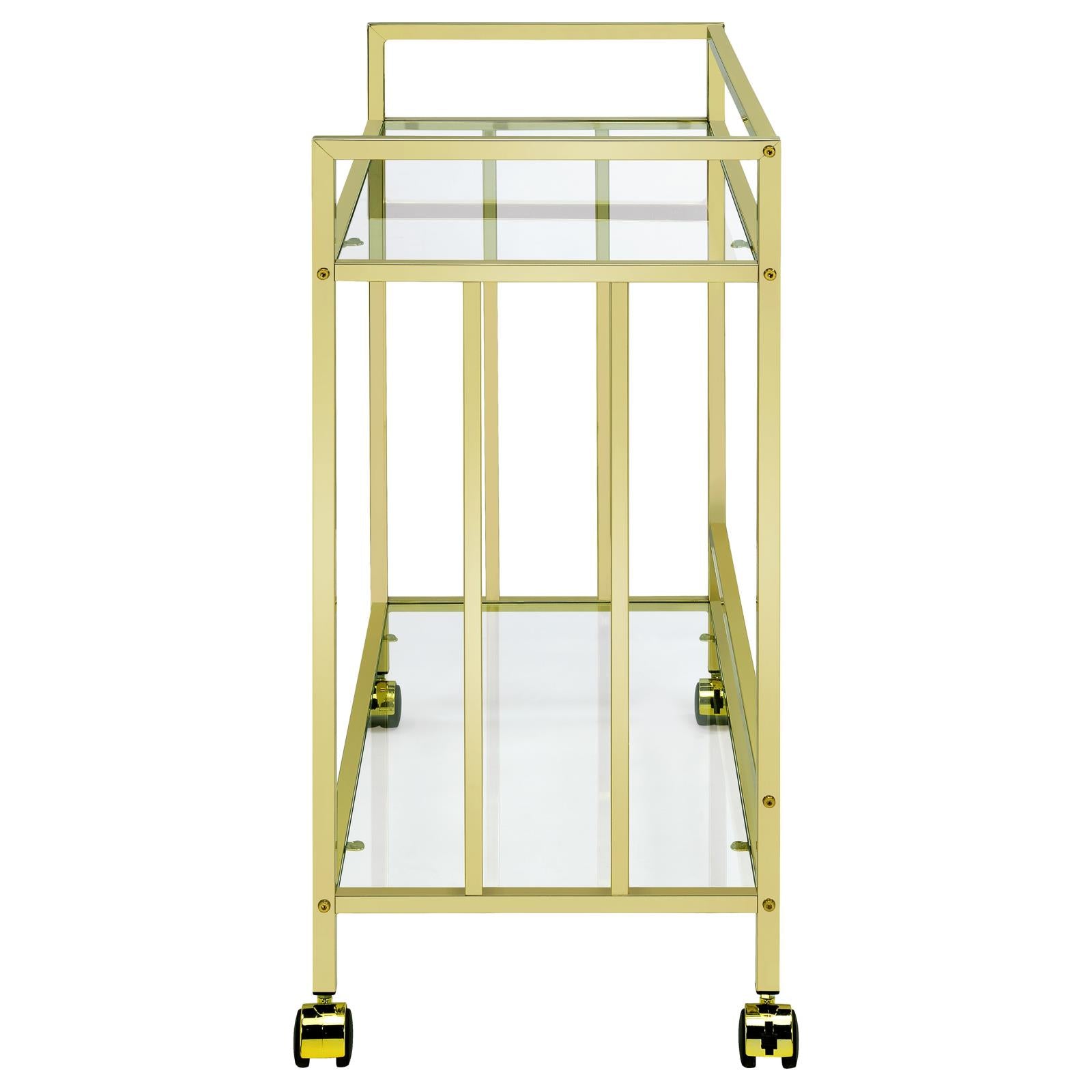 Cara Brass Rectangular Glass Bar Cart - 181381 - Bien Home Furniture & Electronics