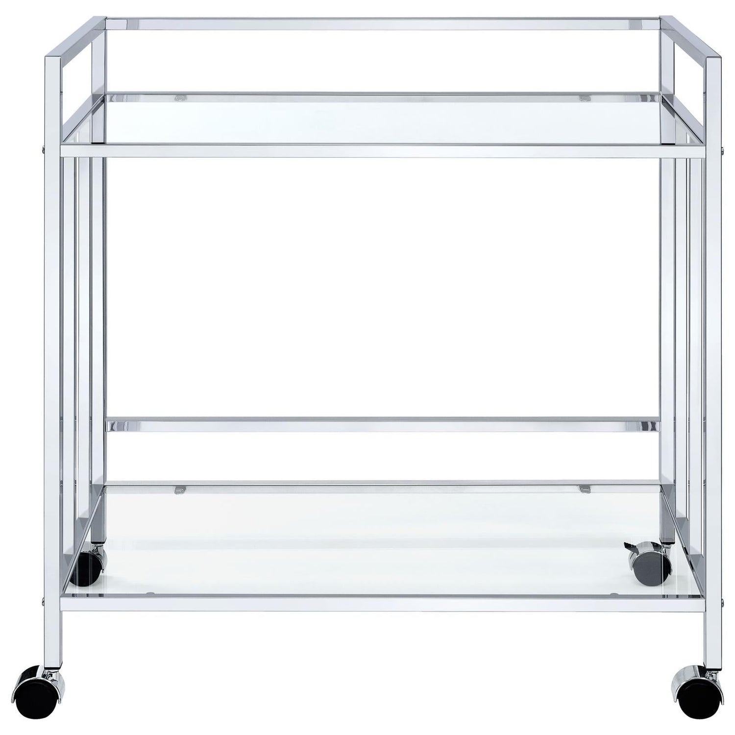 Cara Chrome Rectangular Glass Bar Cart - 181382 - Bien Home Furniture & Electronics