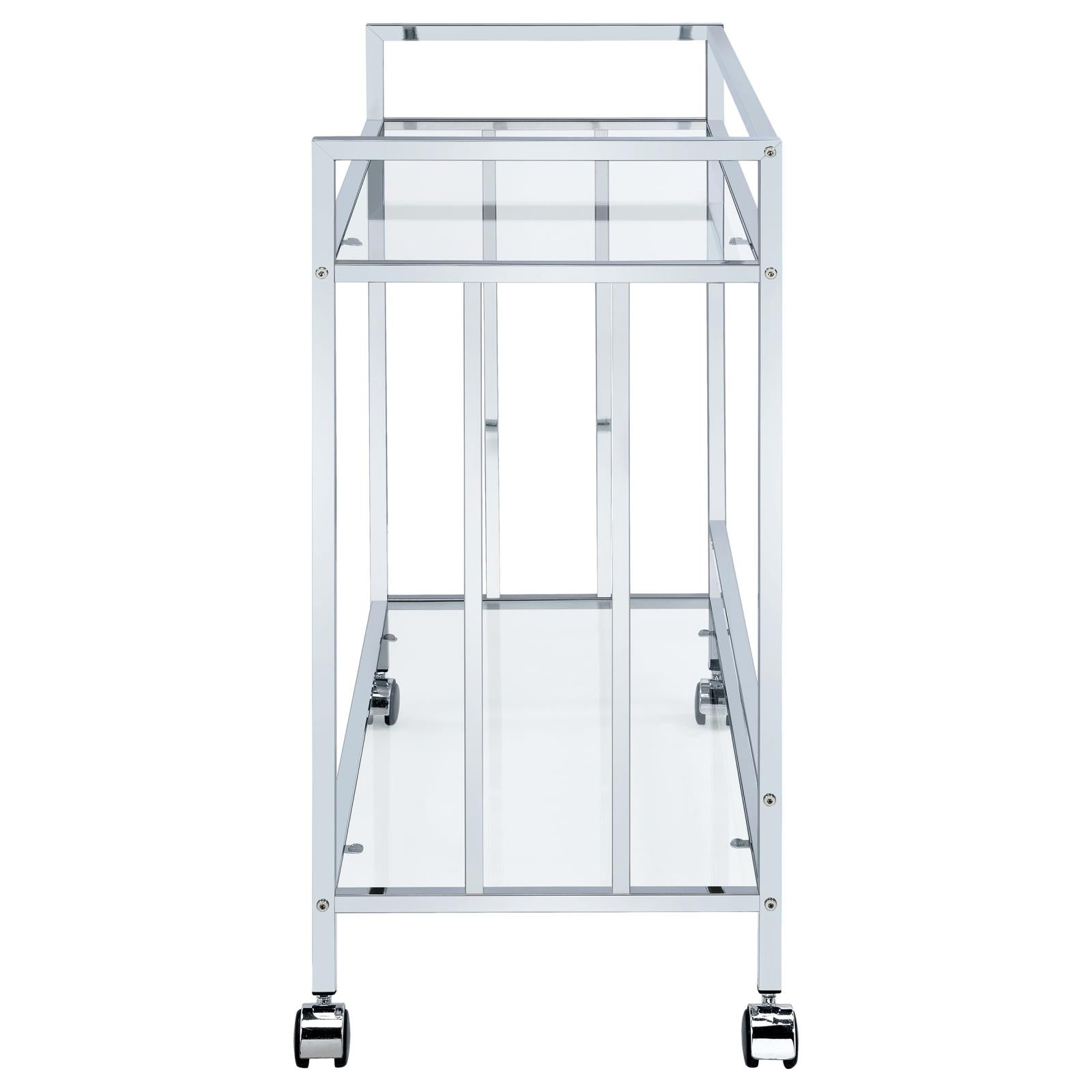 Cara Chrome Rectangular Glass Bar Cart - 181382 - Bien Home Furniture & Electronics