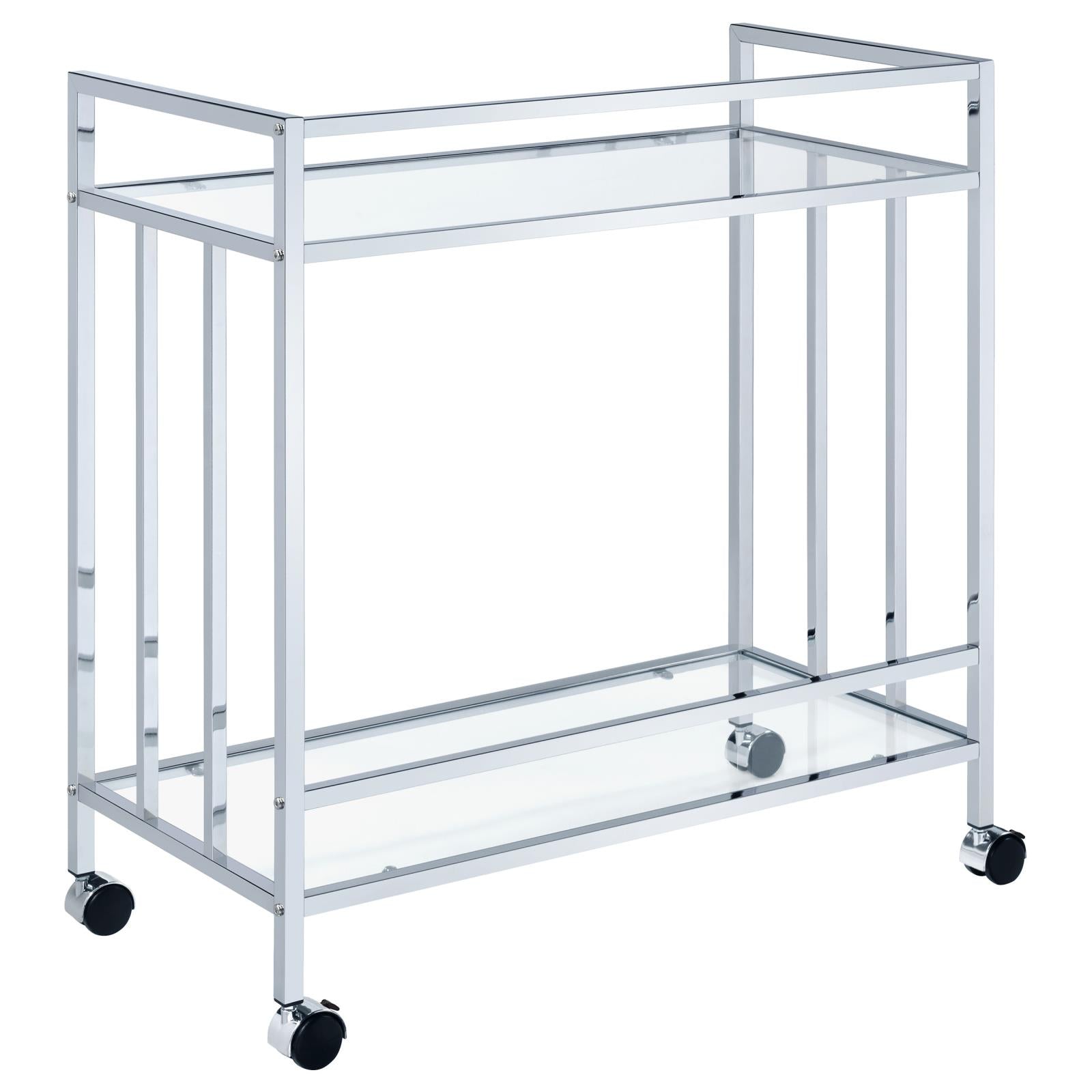 Cara Chrome Rectangular Glass Bar Cart - 181382 - Bien Home Furniture & Electronics