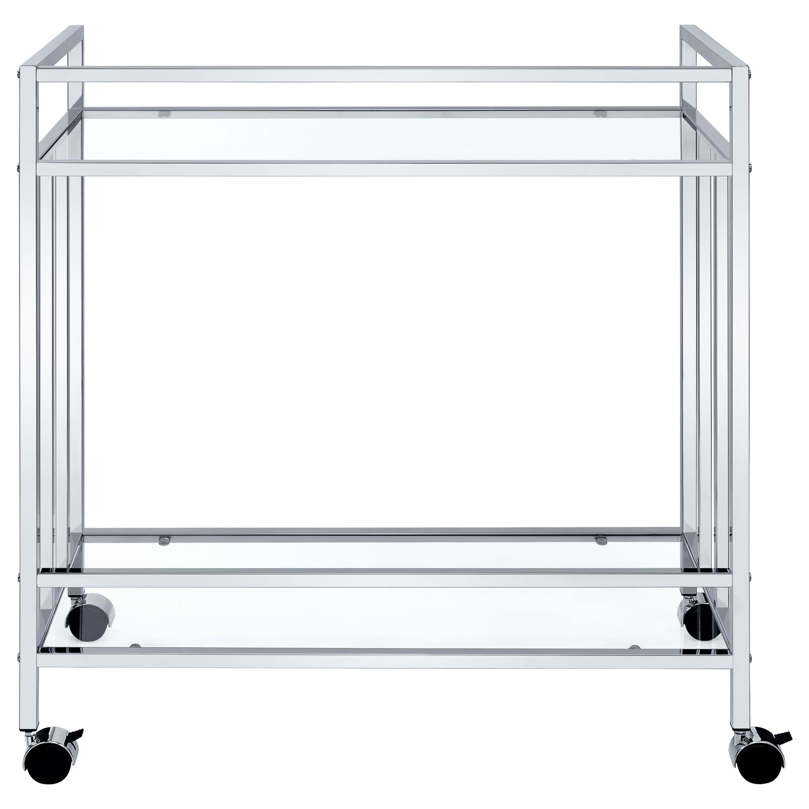 Cara Chrome Rectangular Glass Bar Cart - 181382 - Bien Home Furniture & Electronics