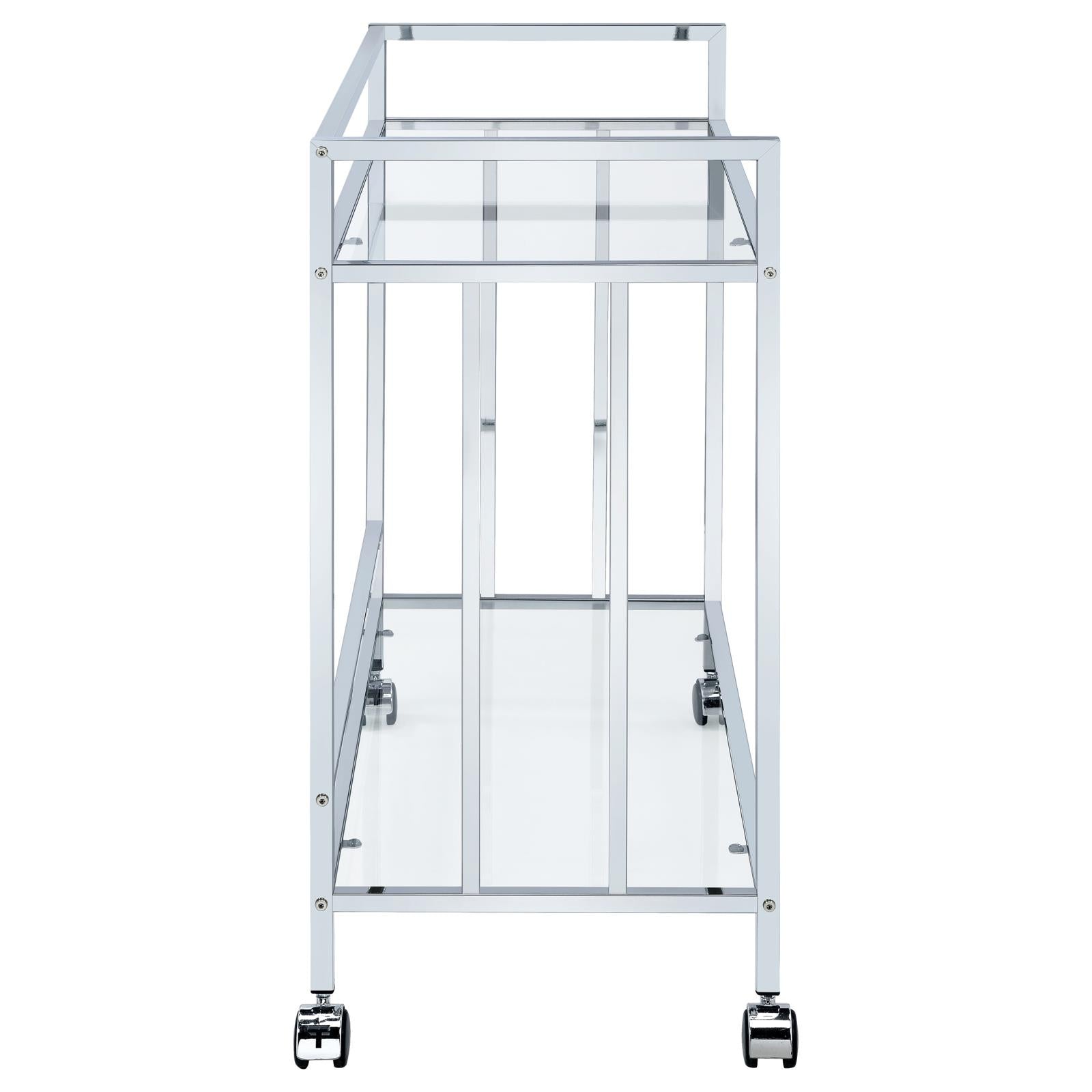 Cara Chrome Rectangular Glass Bar Cart - 181382 - Bien Home Furniture & Electronics