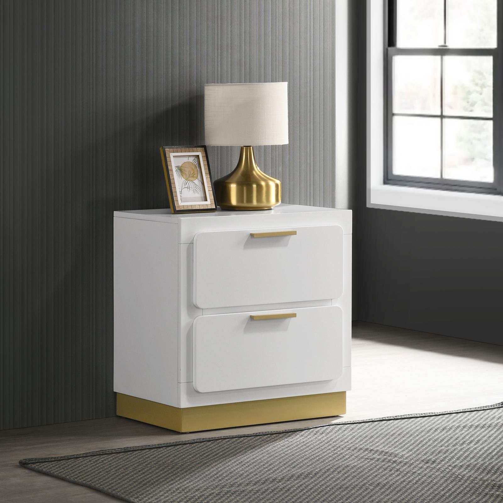 Caraway 2-drawer Nightstand Bedside Table White - 224772 - Bien Home Furniture & Electronics