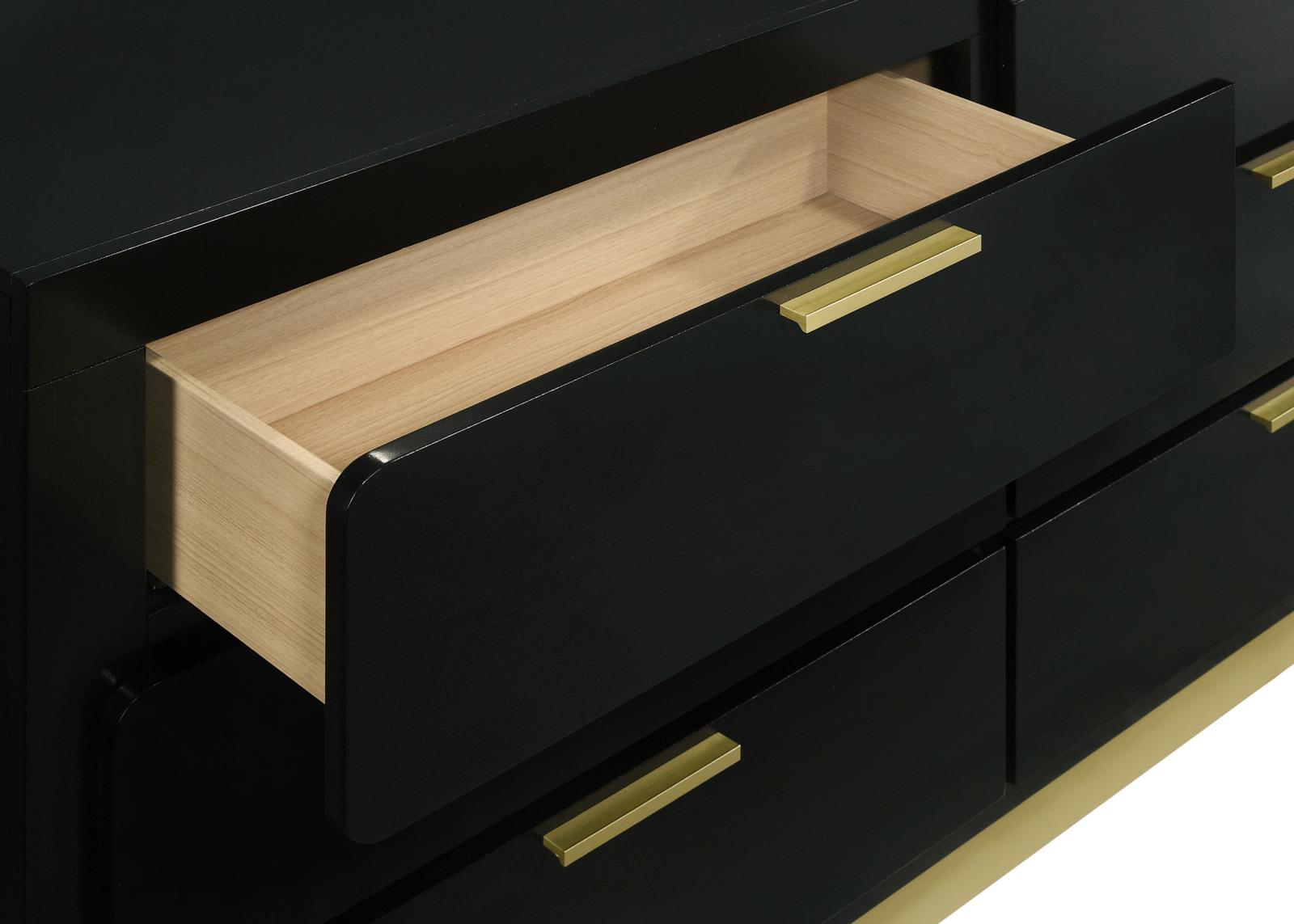 Caraway 6-drawer Bedroom Dresser with Mirror Black - 224783M - Bien Home Furniture & Electronics