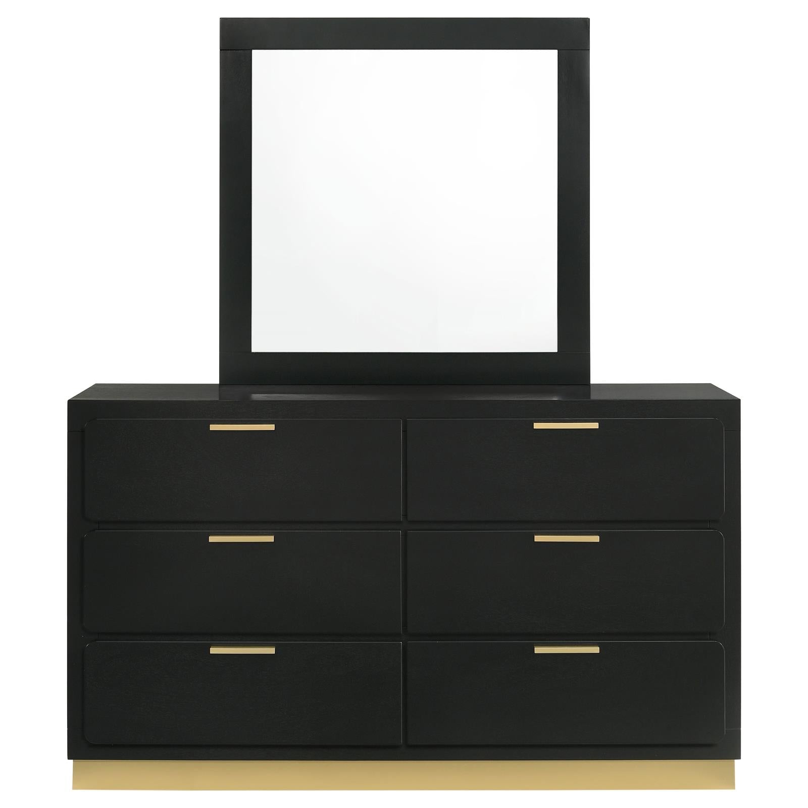 Caraway 6-drawer Bedroom Dresser with Mirror Black - 224783M - Bien Home Furniture & Electronics