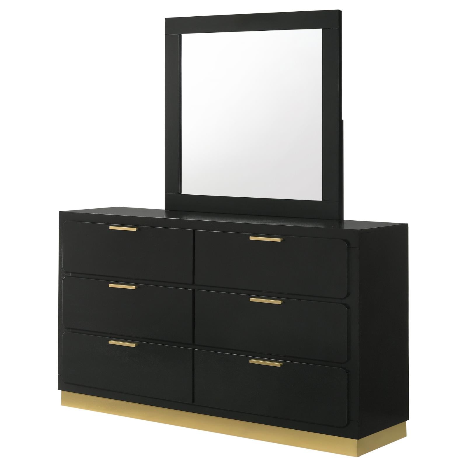 Caraway 6-drawer Bedroom Dresser with Mirror Black - 224783M - Bien Home Furniture & Electronics