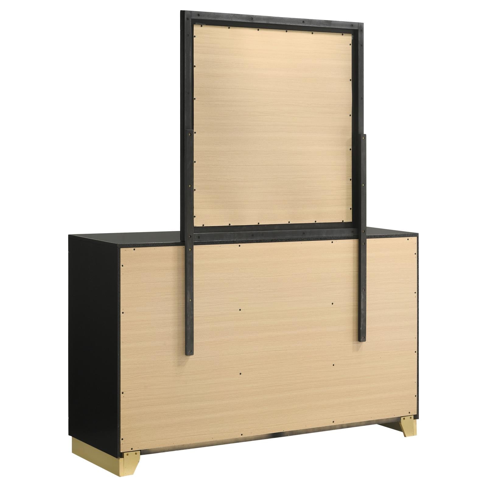 Caraway 6-drawer Bedroom Dresser with Mirror Black - 224783M - Bien Home Furniture & Electronics