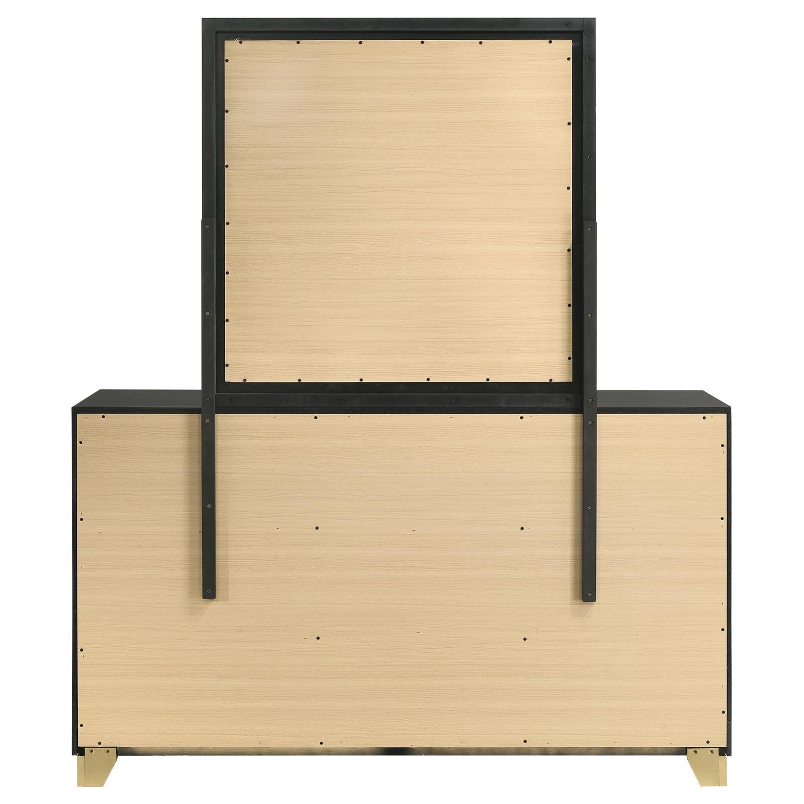 Caraway 6-drawer Bedroom Dresser with Mirror Black - 224783M - Bien Home Furniture & Electronics