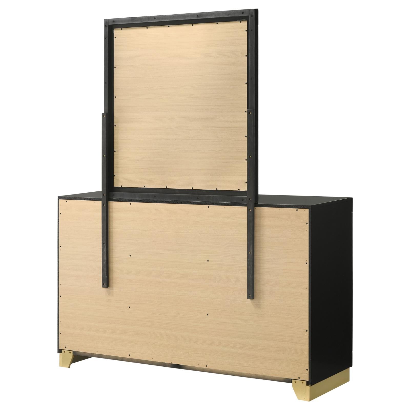 Caraway 6-drawer Bedroom Dresser with Mirror Black - 224783M - Bien Home Furniture & Electronics