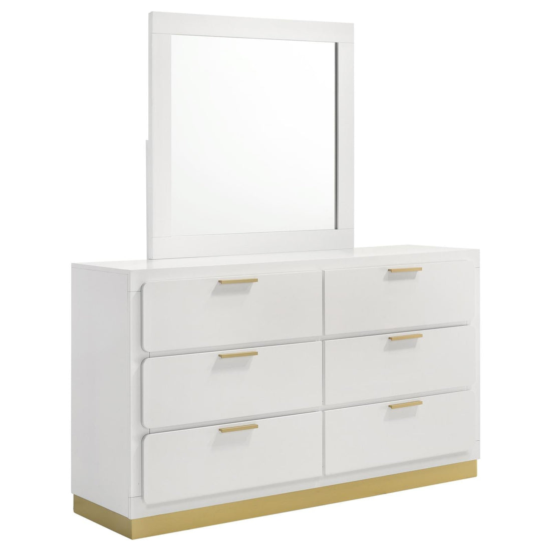 Caraway 6-drawer Bedroom Dresser with Mirror White - 224773M - Bien Home Furniture & Electronics