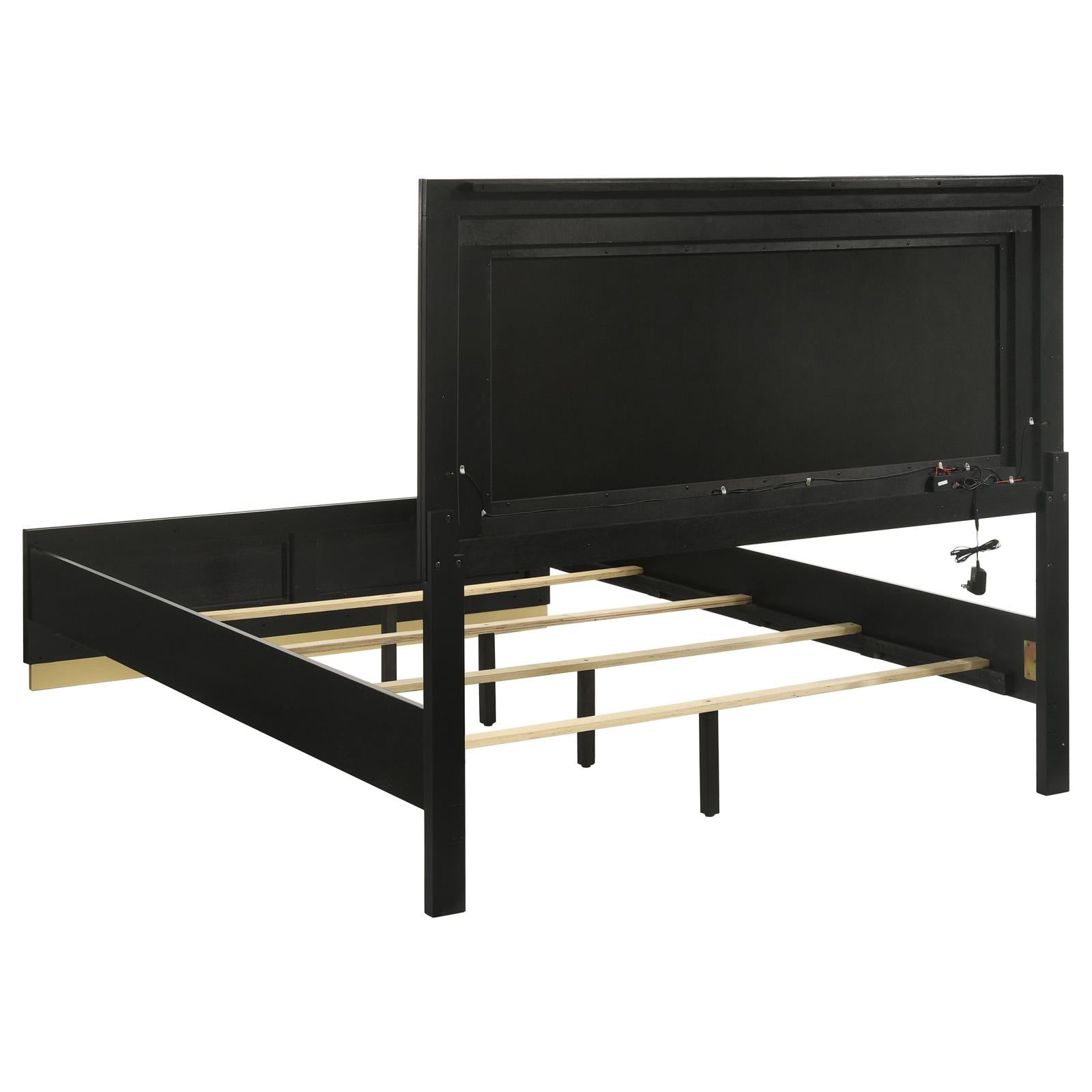 Caraway Queen Bed with LED Headboard Black and Grey - 224781Q - Bien Home Furniture & Electronics