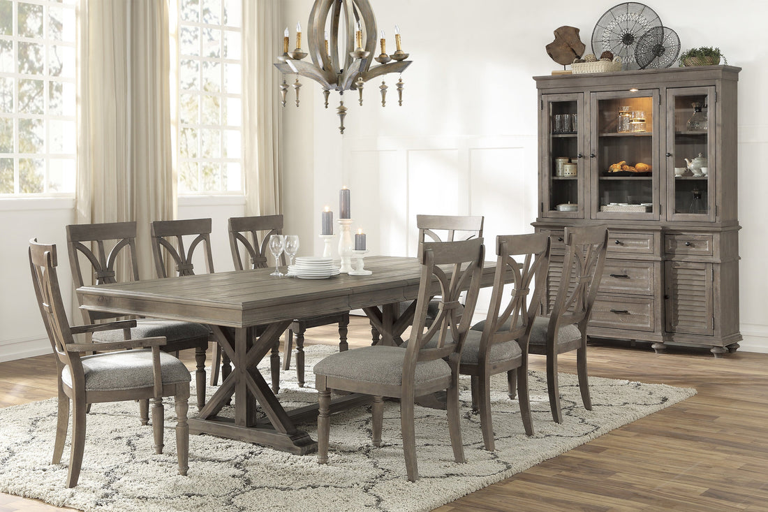 Cardano Driftwood Brown Extendable Dining Table - SET | 1689BR-96 | 1689BR-96B - Bien Home Furniture &amp; Electronics