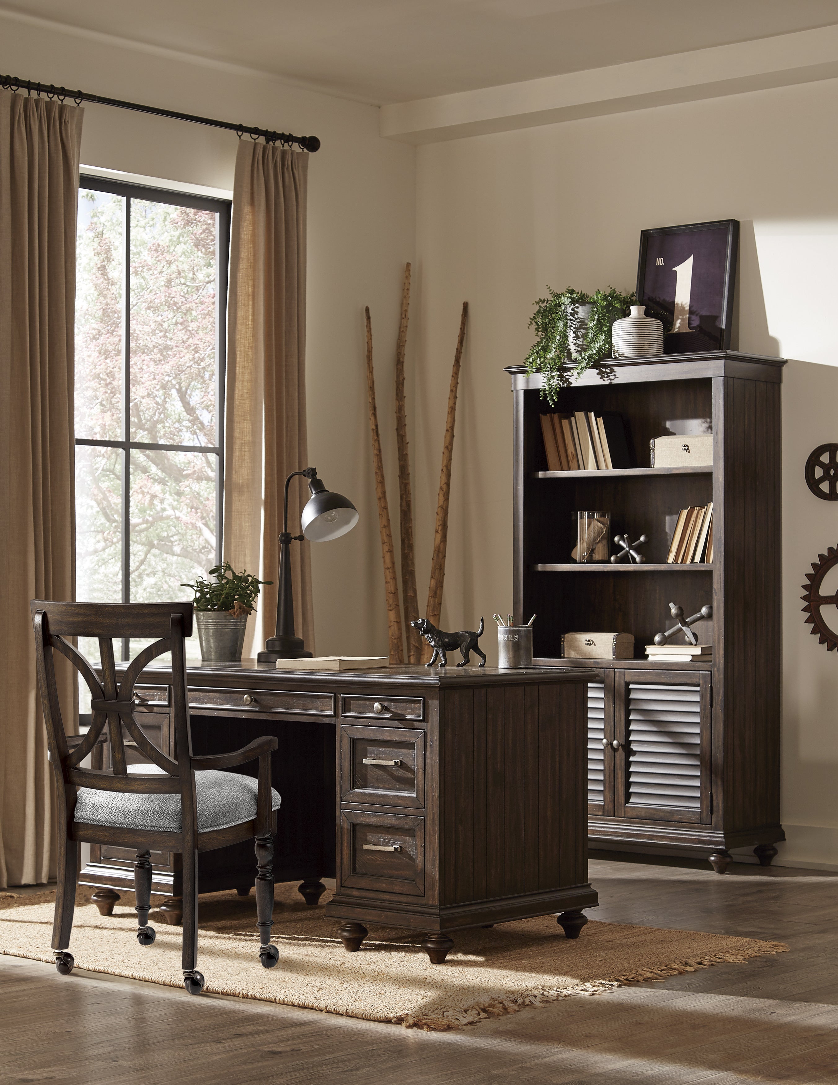 Cardano Driftwood Charcoal Desk Armchair - 1689-AC - Bien Home Furniture & Electronics