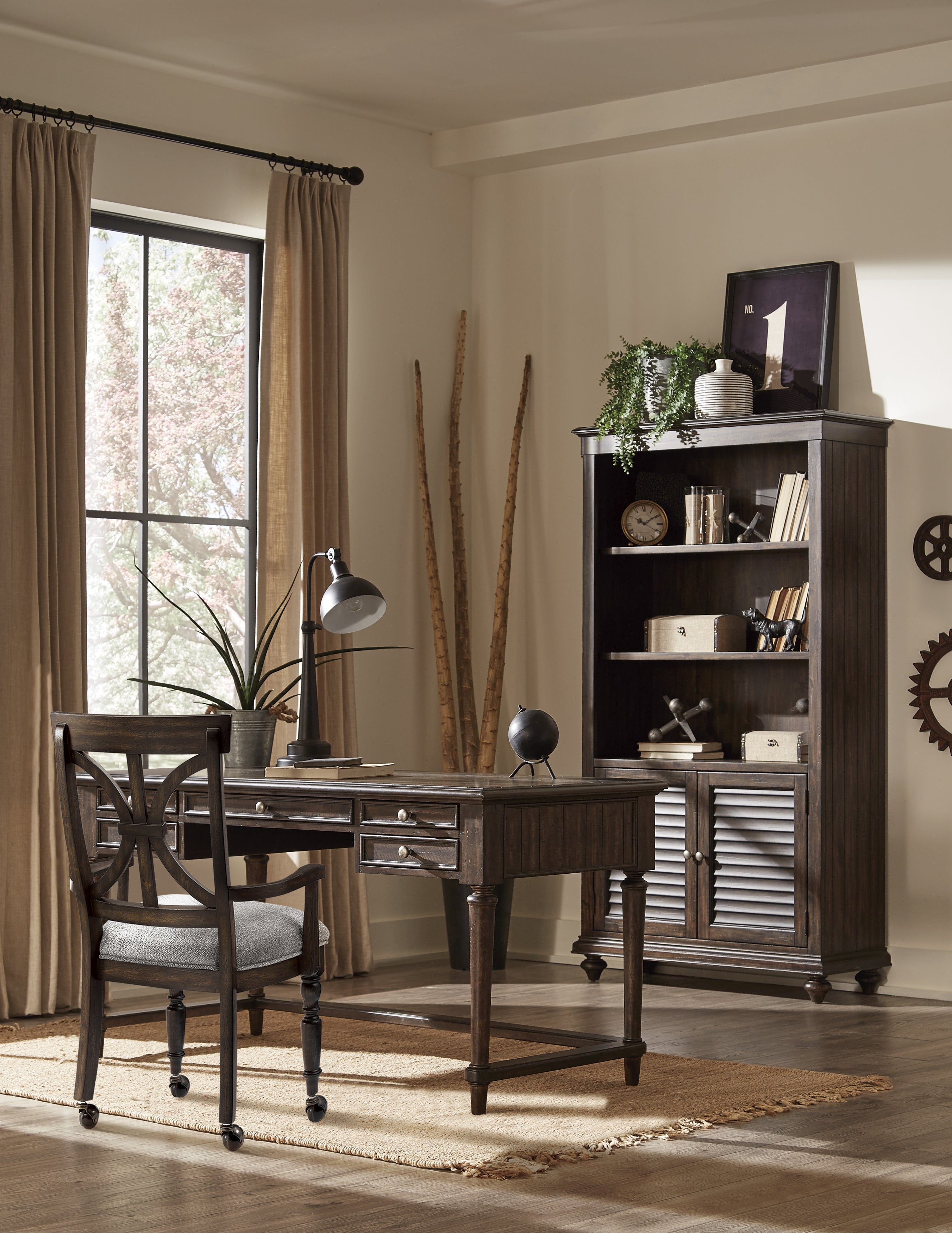 Cardano Driftwood Charcoal Desk Armchair - 1689-AC - Bien Home Furniture & Electronics