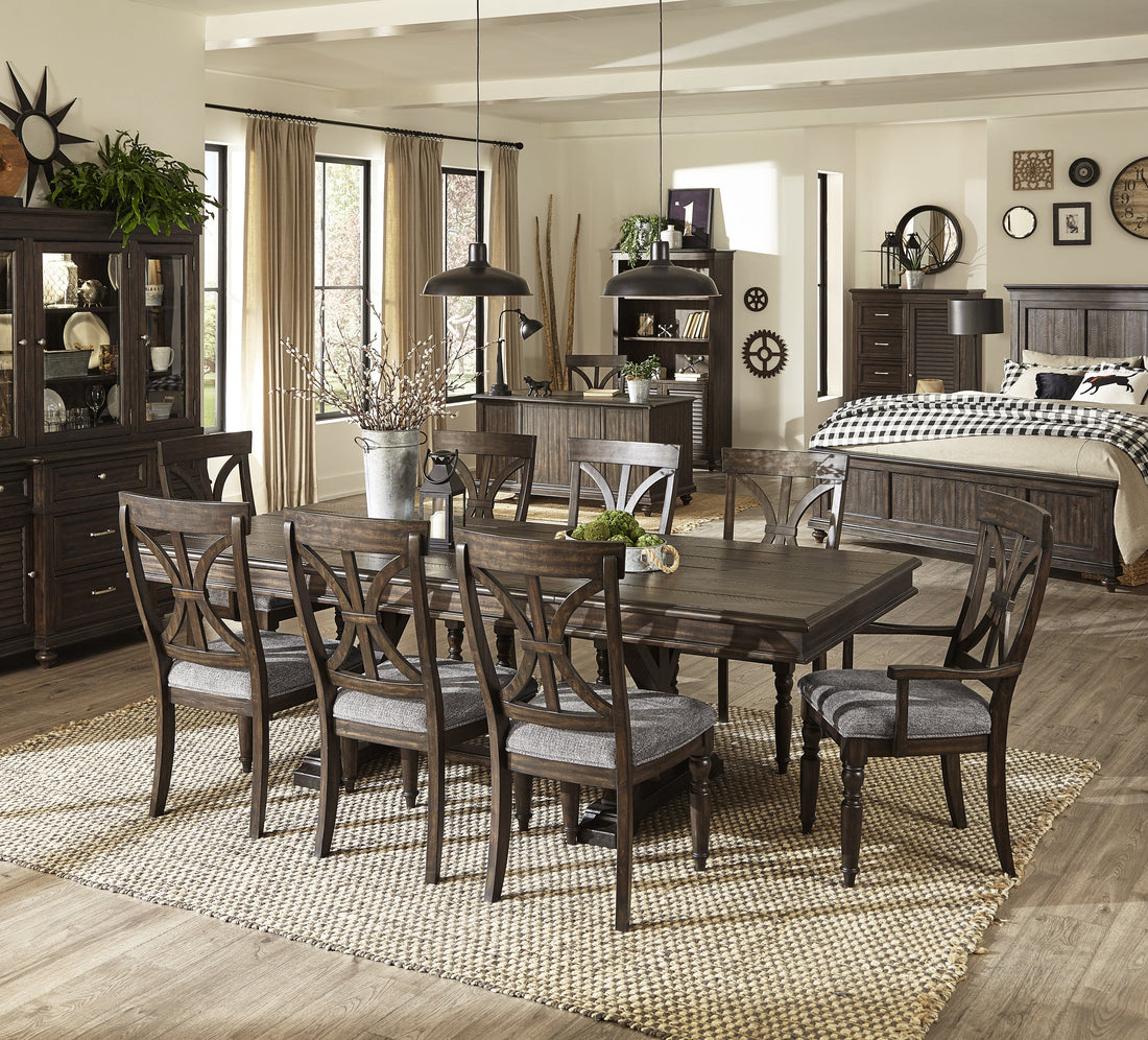 Cardano Driftwood Charcoal Extendable Dining Table - SET | 1689-96 | 1689-96B - Bien Home Furniture &amp; Electronics