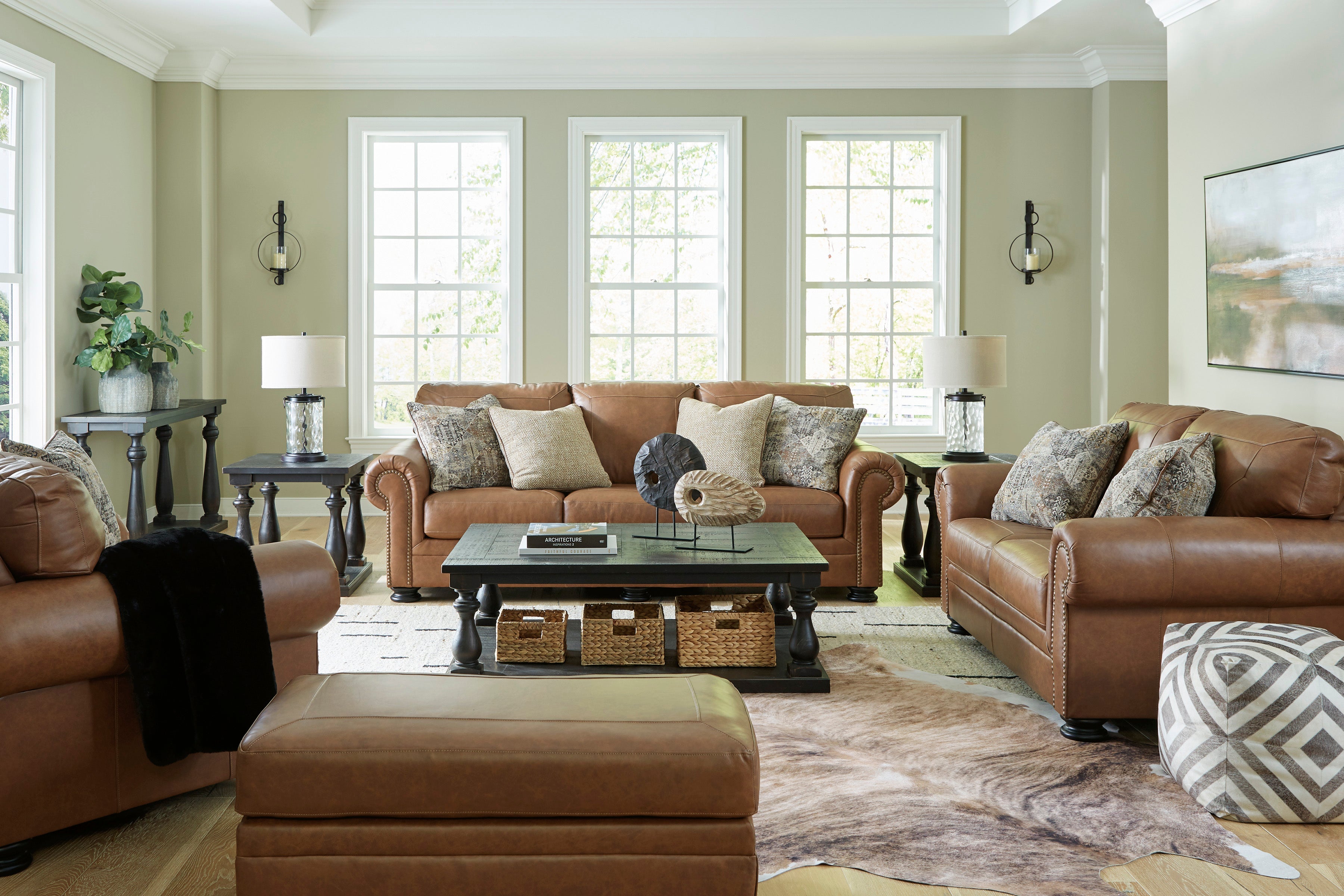 Carianna Caramel Leather Living Room Set - SET | 5760438 | 5760435 - Bien Home Furniture & Electronics