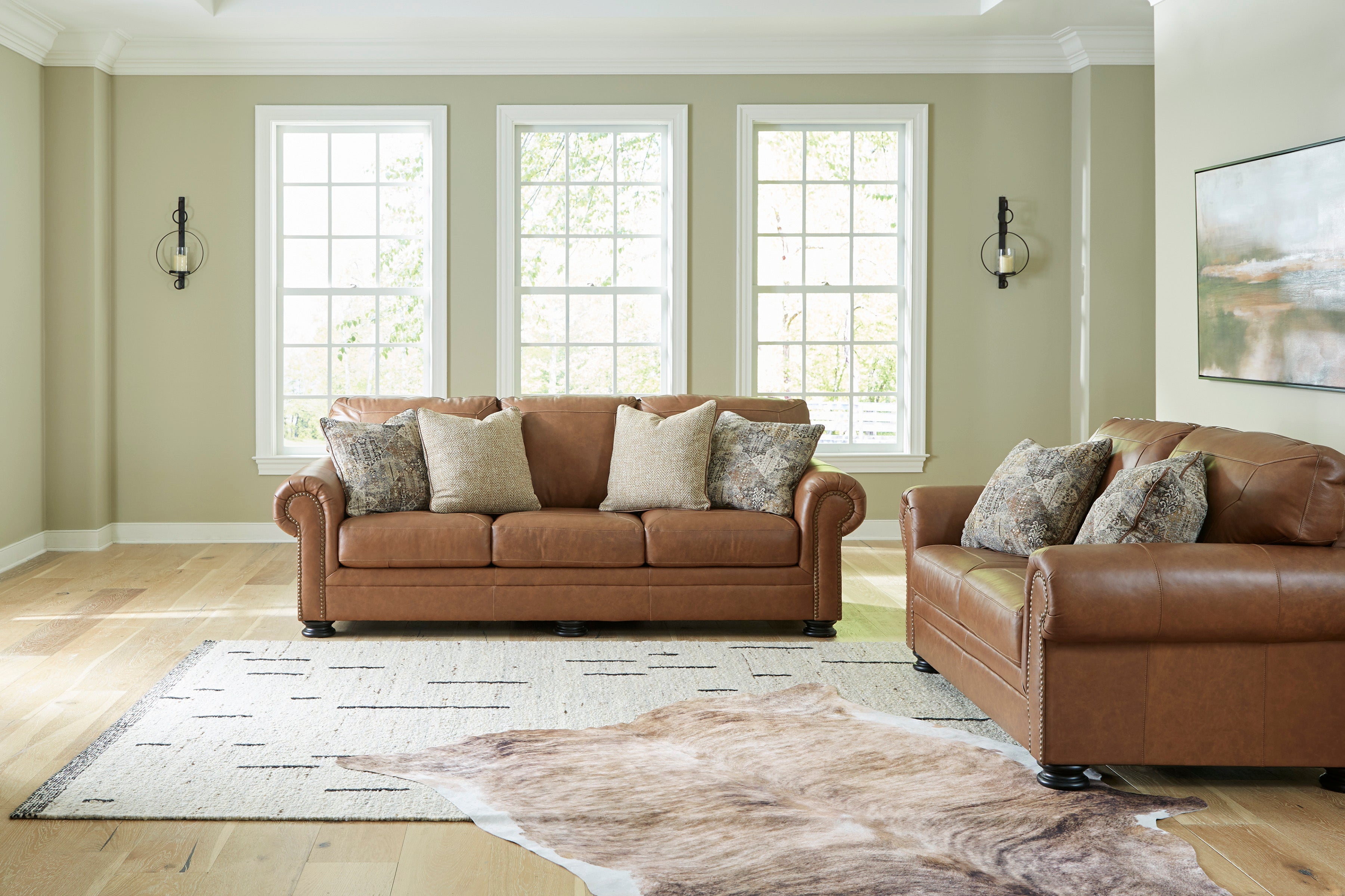 Carianna Caramel Leather Living Room Set - SET | 5760438 | 5760435 - Bien Home Furniture & Electronics