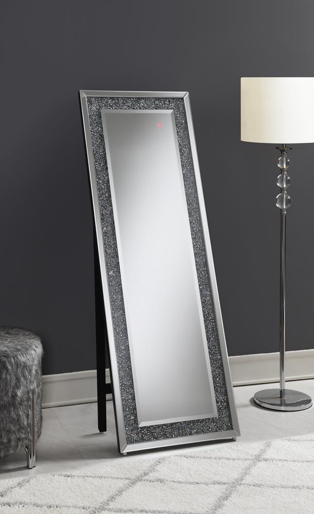 Carisi Silver Rectangular Standing Mirror with LED Lighting - 961427 - Bien Home Furniture &amp; Electronics