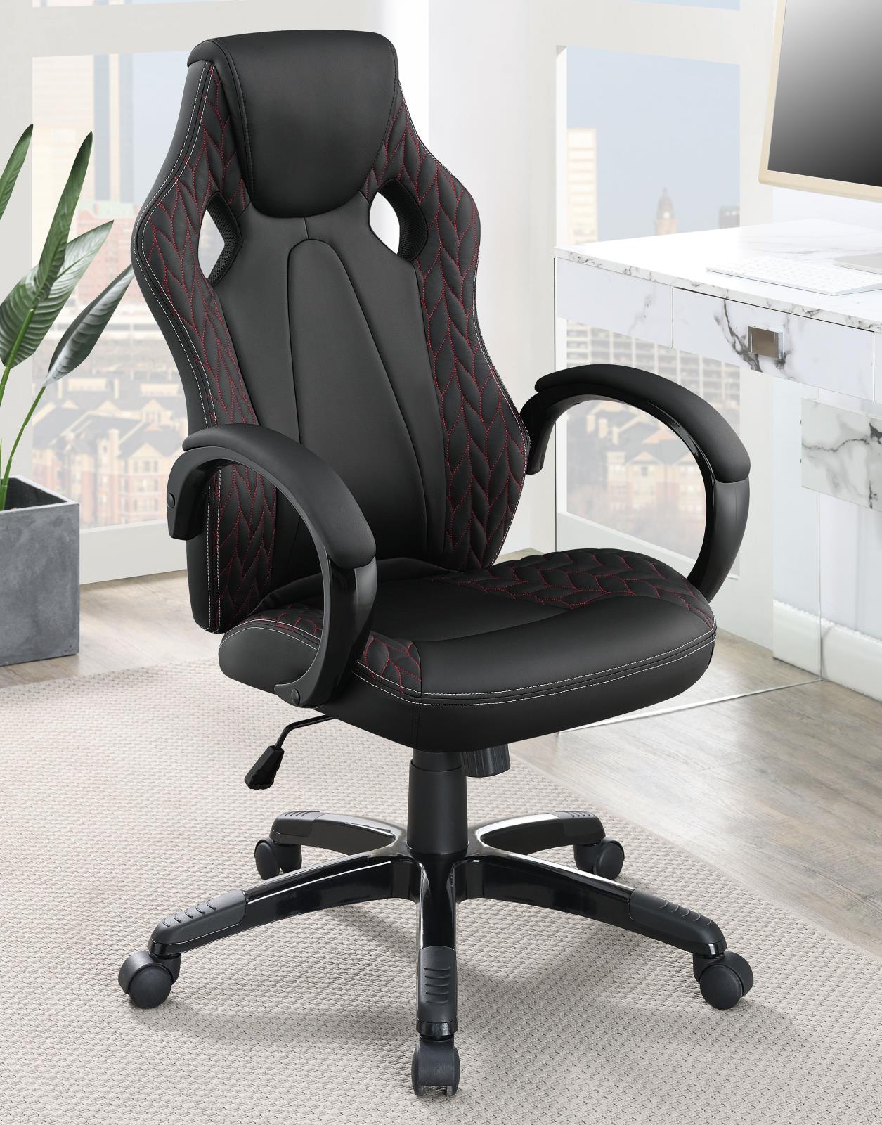 Carlos Black Arched Armrest Upholstered Office Chair - 881426 - Bien Home Furniture &amp; Electronics