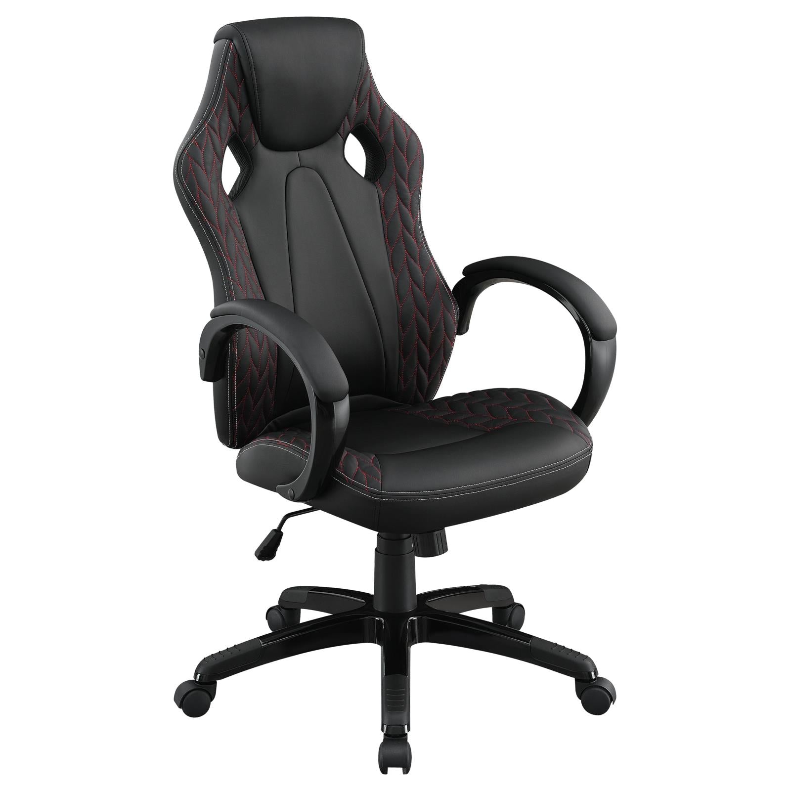 Carlos Black Arched Armrest Upholstered Office Chair - 881426 - Bien Home Furniture & Electronics