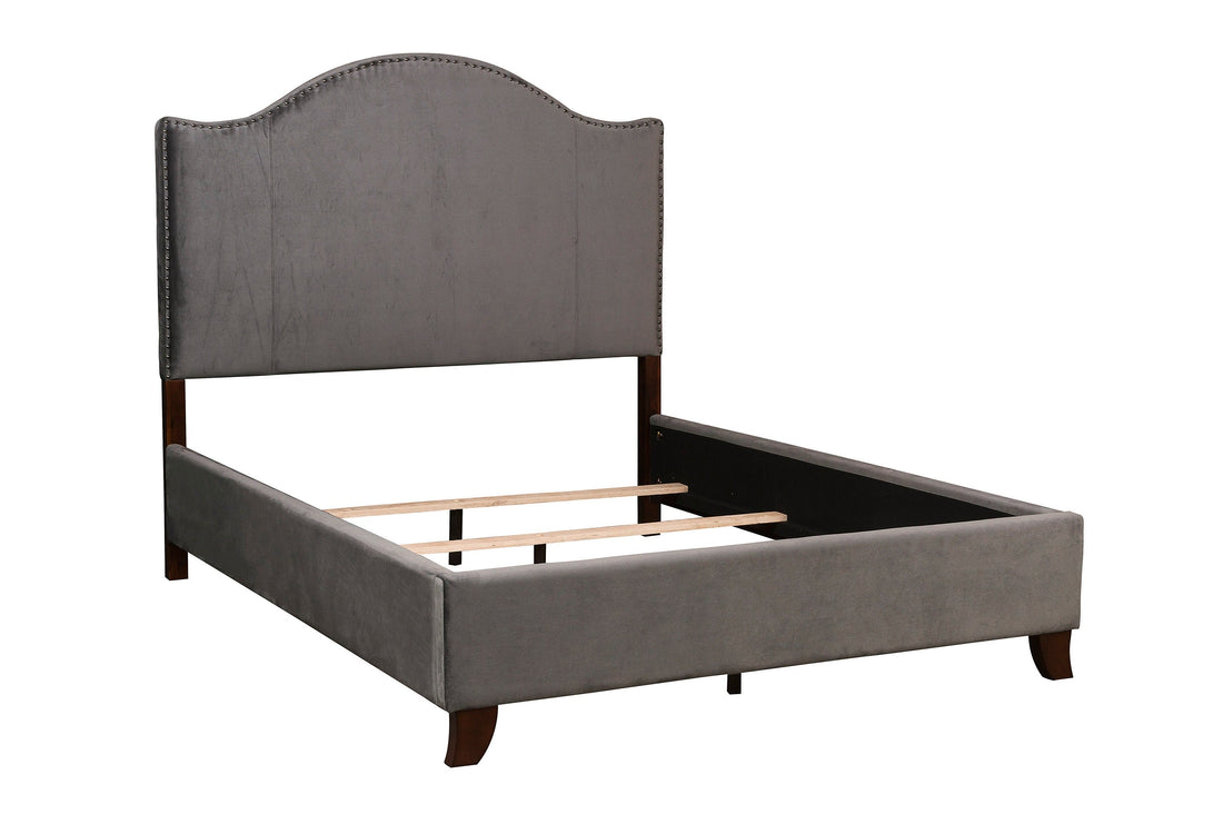 Carlow Gray Camelback Queen Bed - SET | 5874GY-1 | 5874GY-3 - Bien Home Furniture &amp; Electronics