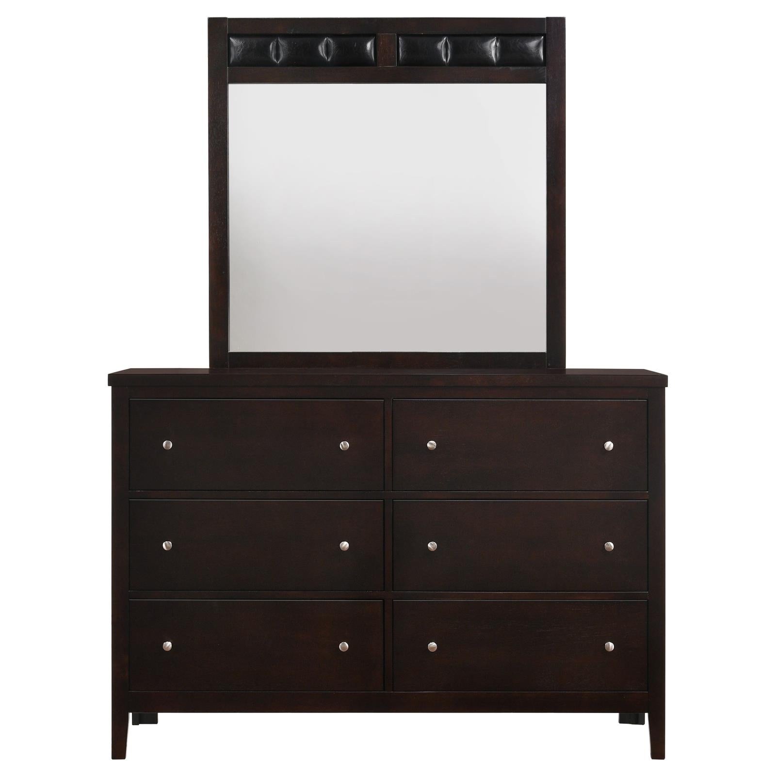 Carlton 6-drawer Rectangular Dresser with Mirror Cappuccino - 202093M - Bien Home Furniture & Electronics