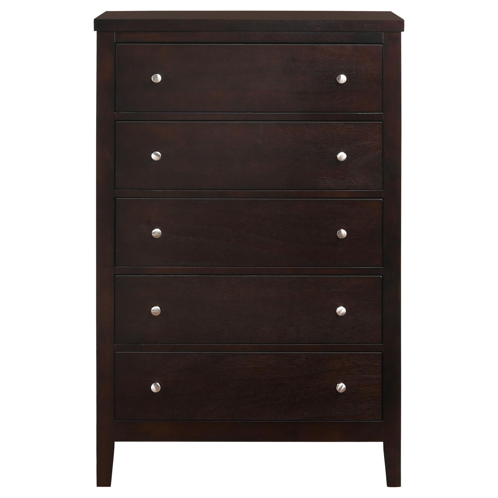 Carlton Cappuccino 5-Drawer Rectangular Chest - 202095 - Bien Home Furniture & Electronics