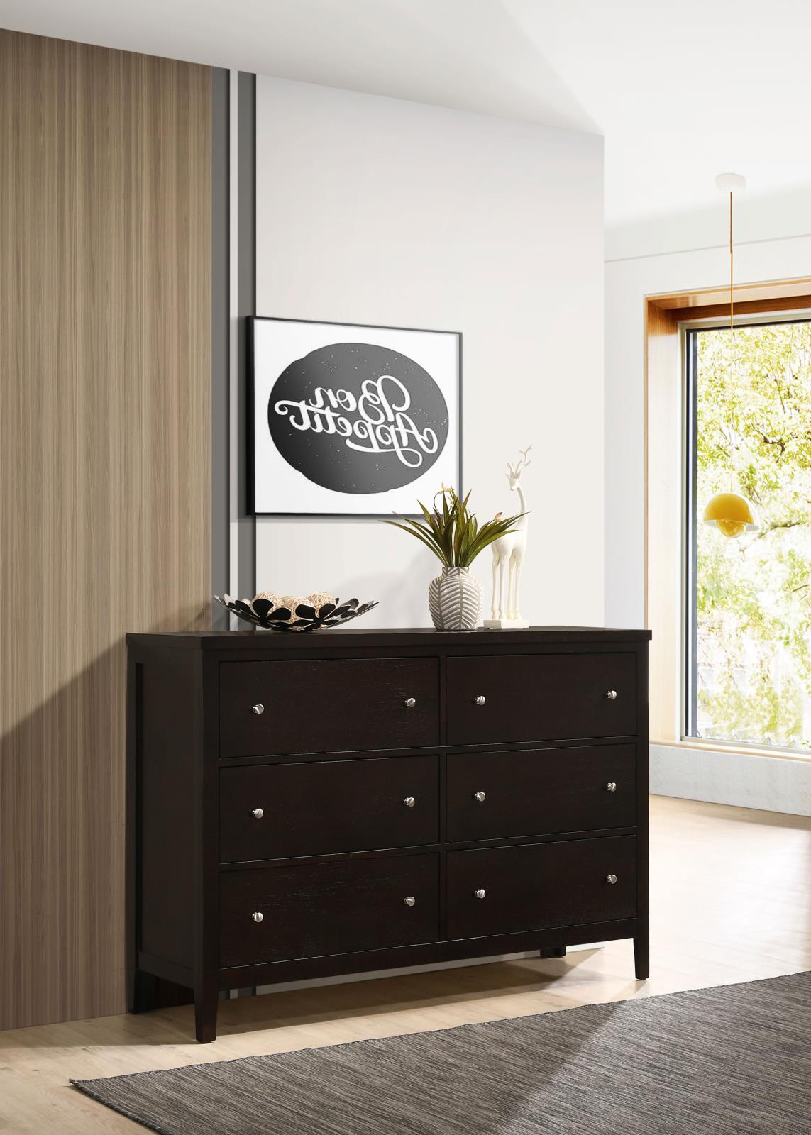 Carlton Cappuccino 6-Drawer Rectangular Dresser - 202093 - Bien Home Furniture & Electronics