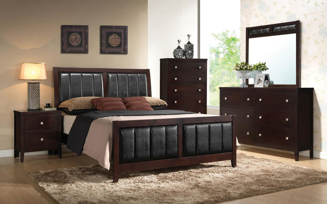 Carlton Cappuccino Upholstered Panel Bedroom Set - SET | 202091Q | 202092 | 202095 - Bien Home Furniture &amp; Electronics