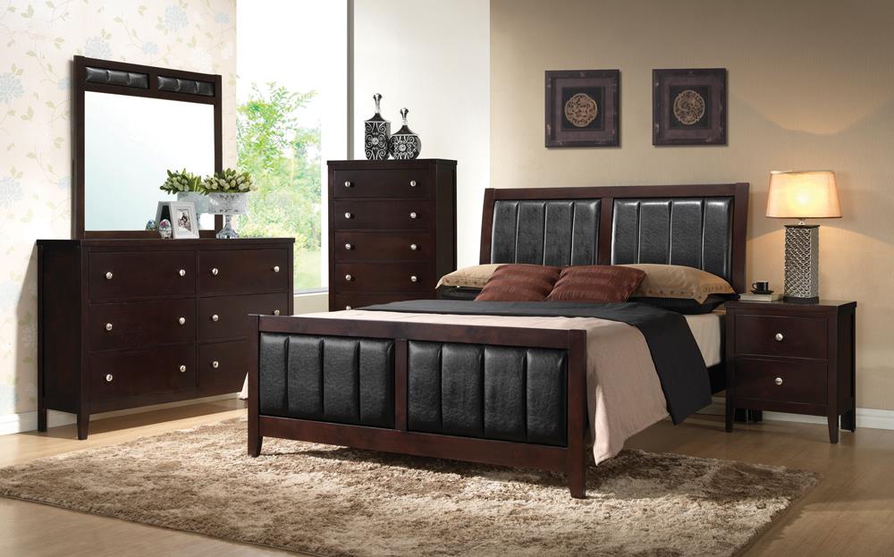 Carlton Eastern King Upholstered Bed Cappuccino/Black - 202091KE - Bien Home Furniture & Electronics
