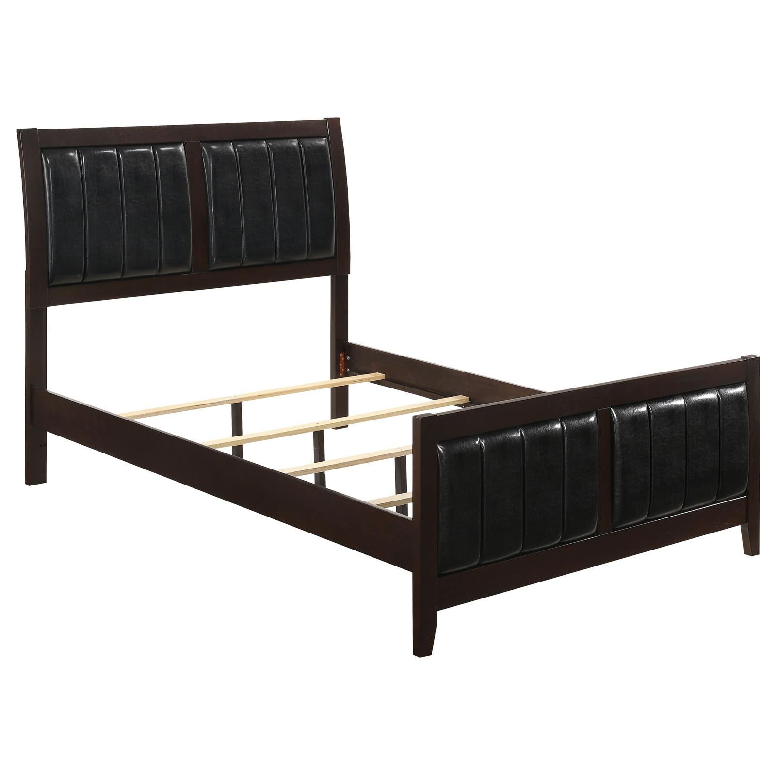 Carlton Full Upholstered Panel Bed Cappuccino/Black - 202091F - Bien Home Furniture & Electronics