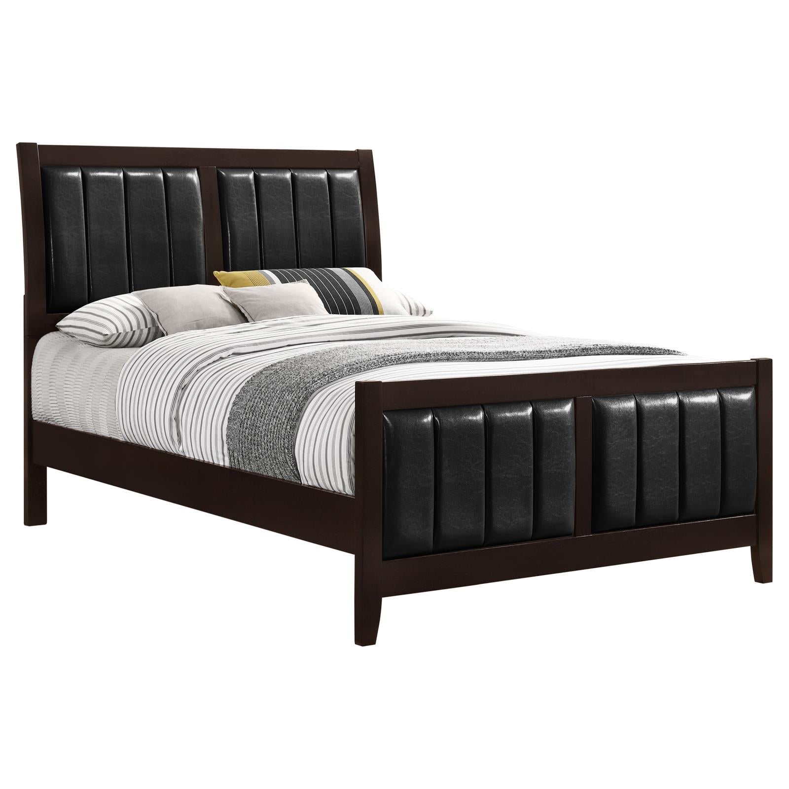 Carlton Full Upholstered Panel Bed Cappuccino/Black - 202091F - Bien Home Furniture & Electronics