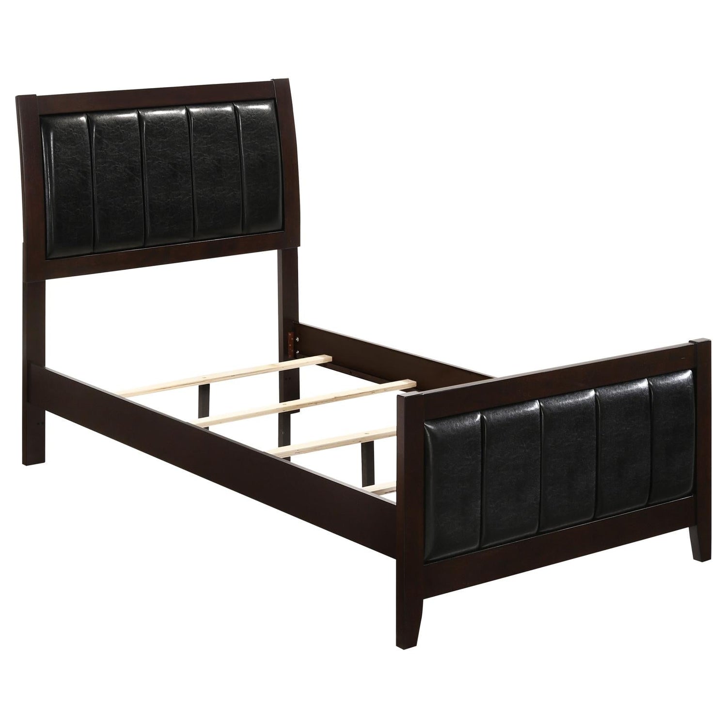 Carlton Twin Upholstered Panel Bed Cappuccino/Black - 202091T - Bien Home Furniture & Electronics