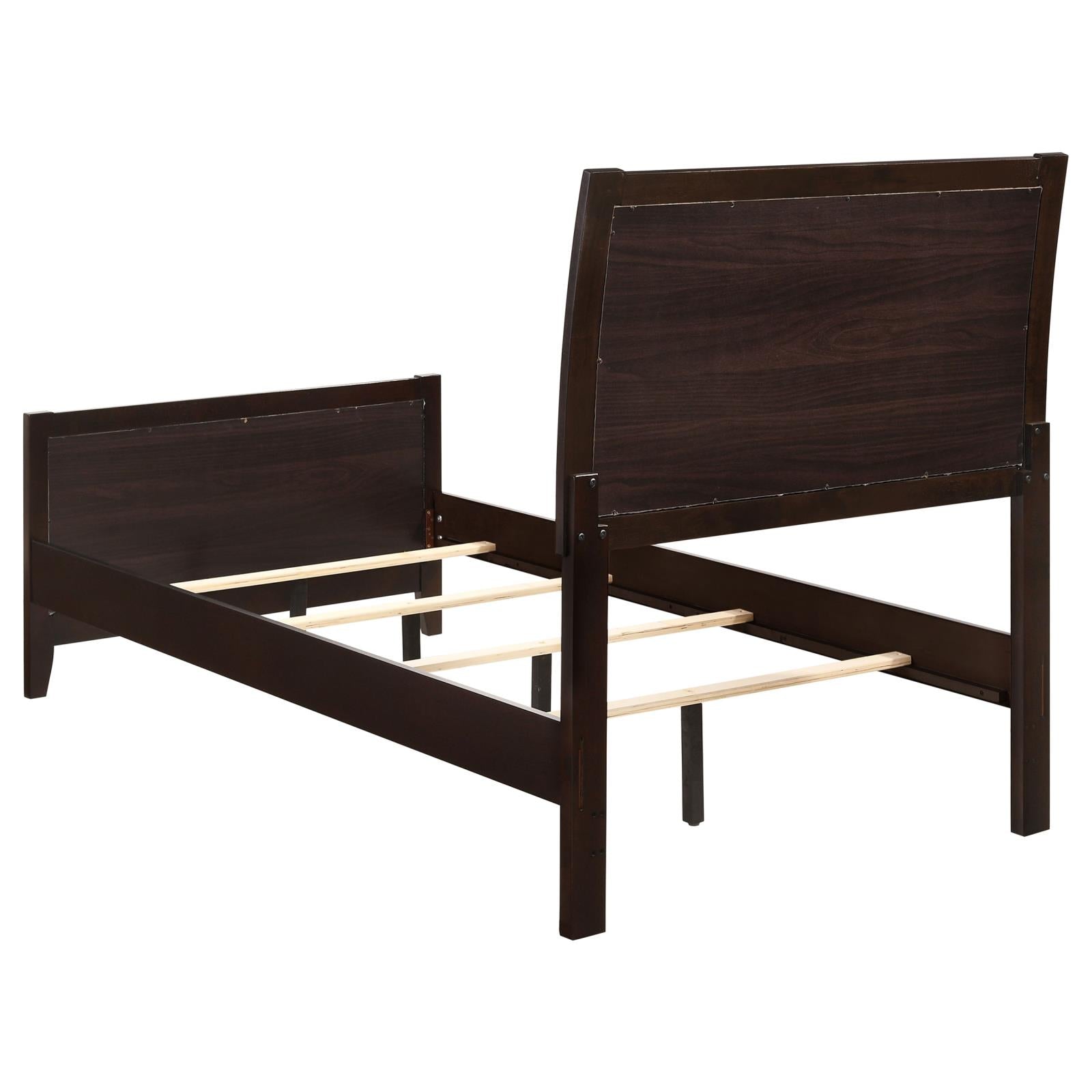 Carlton Twin Upholstered Panel Bed Cappuccino/Black - 202091T - Bien Home Furniture & Electronics