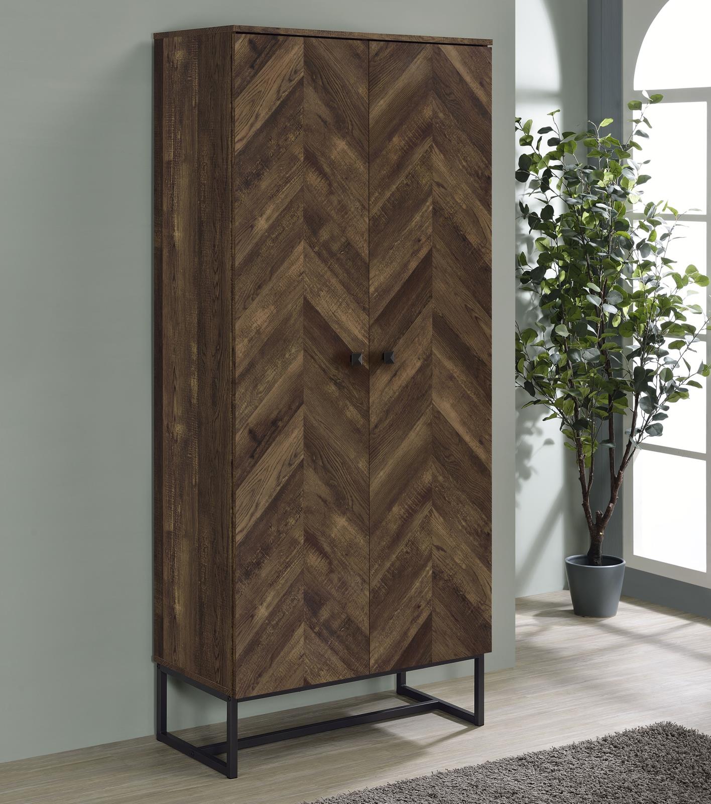 Carolyn Rustic Oak/Gunmetal 2-Door Accent Cabinet - 959640 - Bien Home Furniture &amp; Electronics